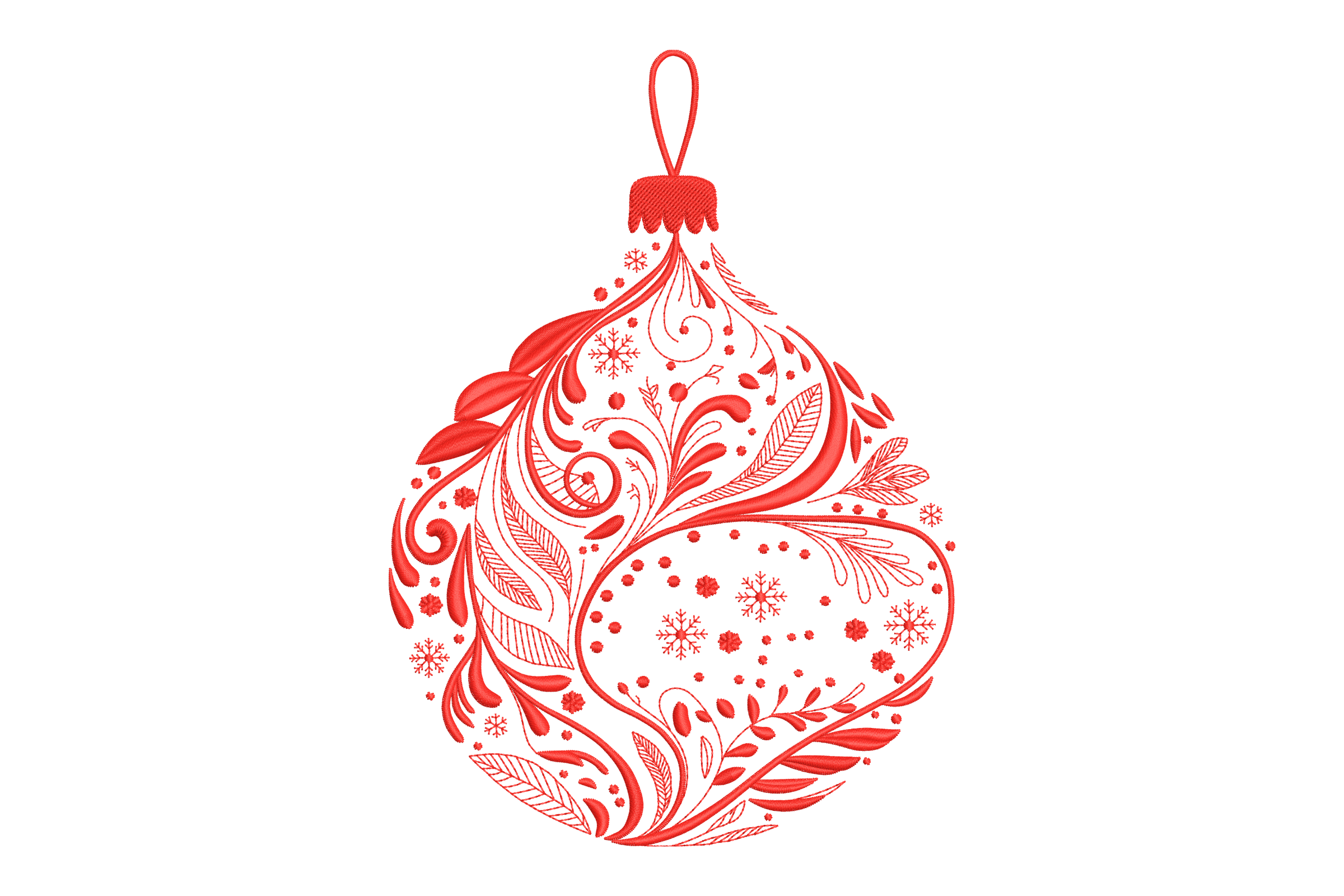 Ornate Floral Christmas Ornament – Bauble Embroidery Design