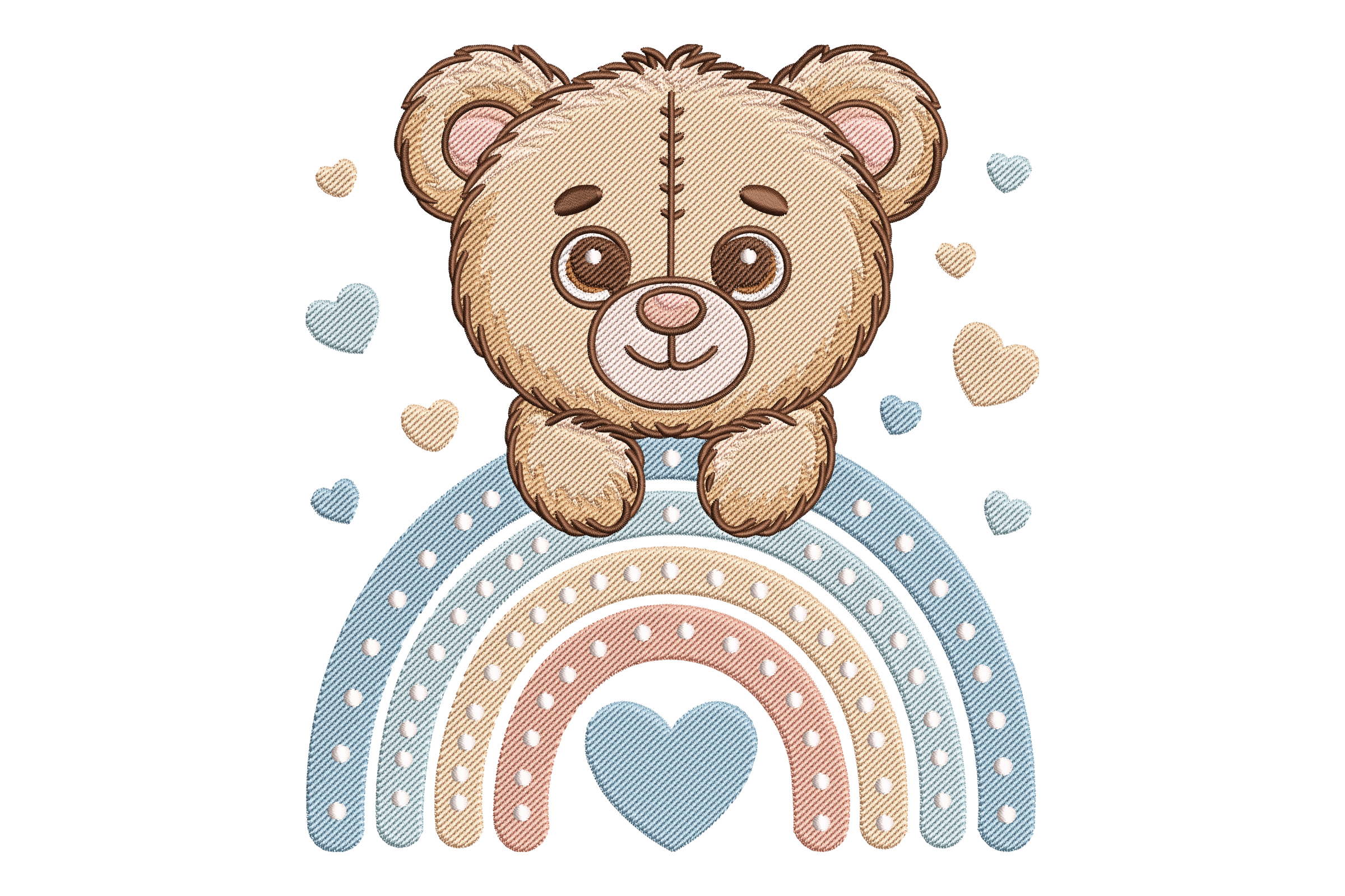 Cute Teddy Bear Rainbow – Baby Embroidery Design