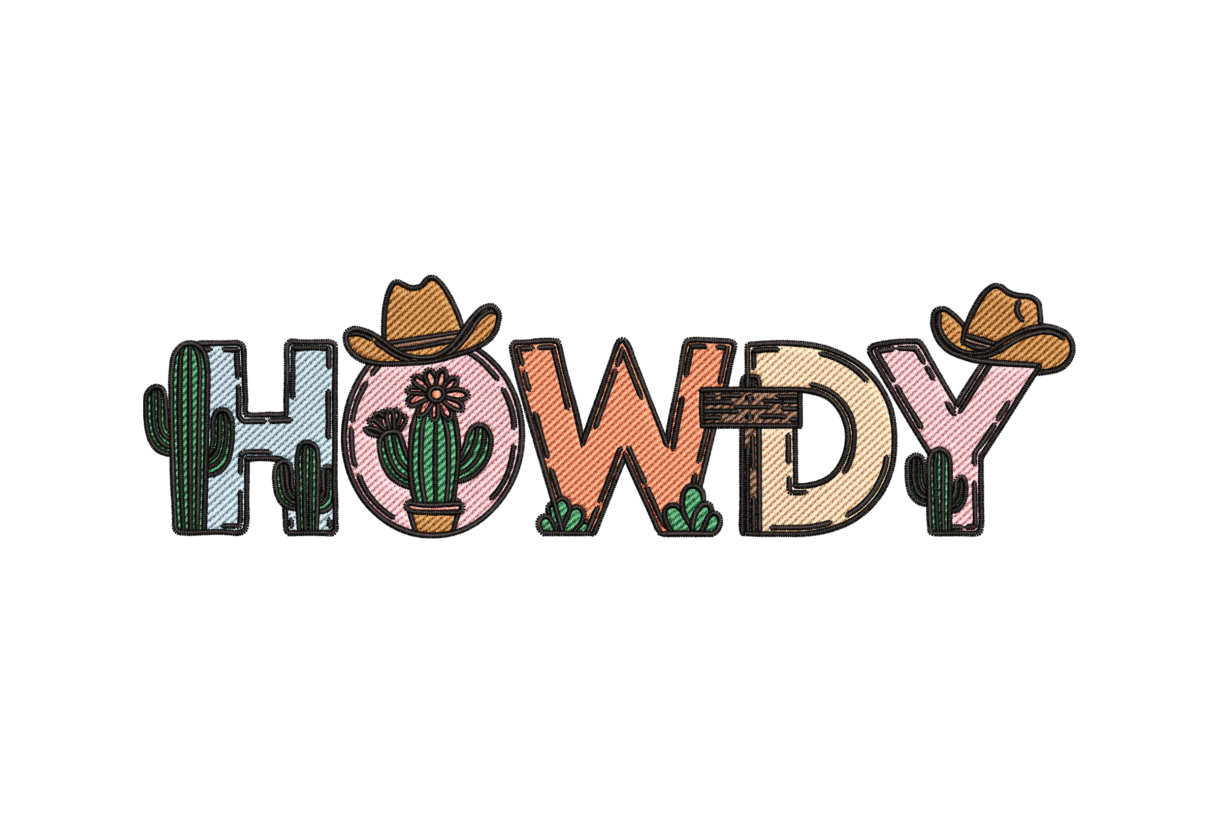 Howdy Western Cowboy Cactus – Cute Embroidery Design