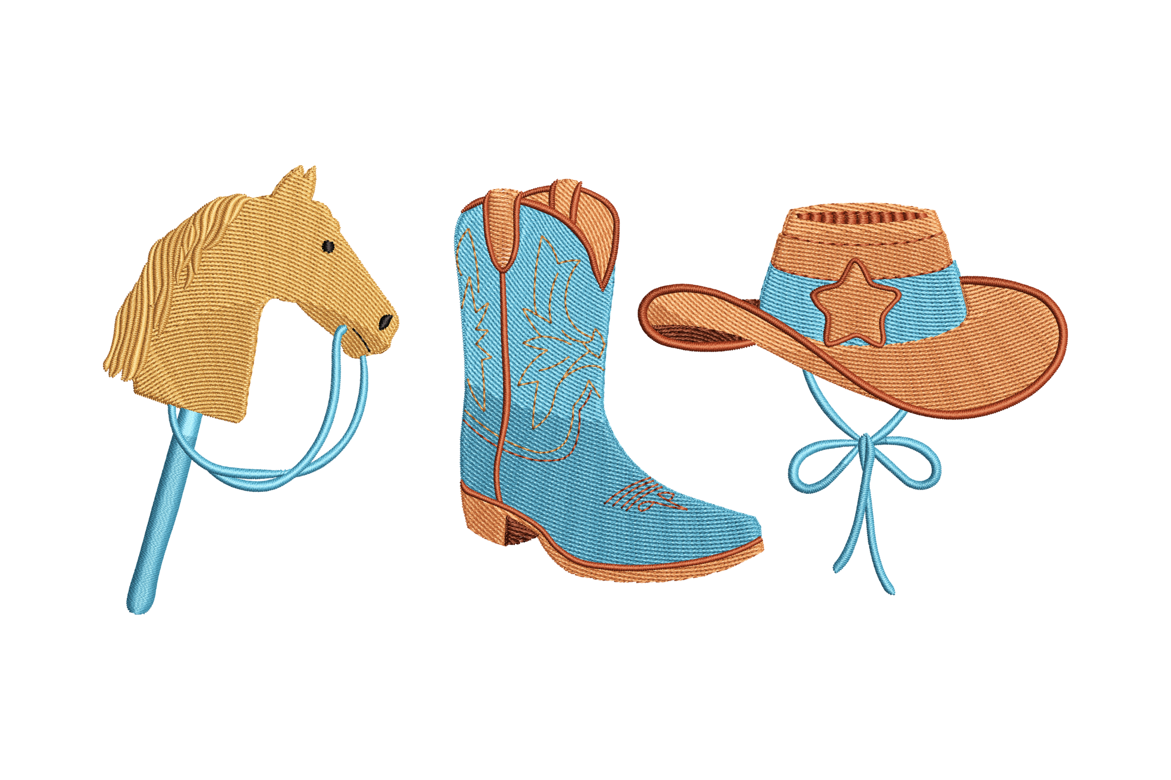 Cowboy Adventure Trio – Cute Western Kids Embroidery Design