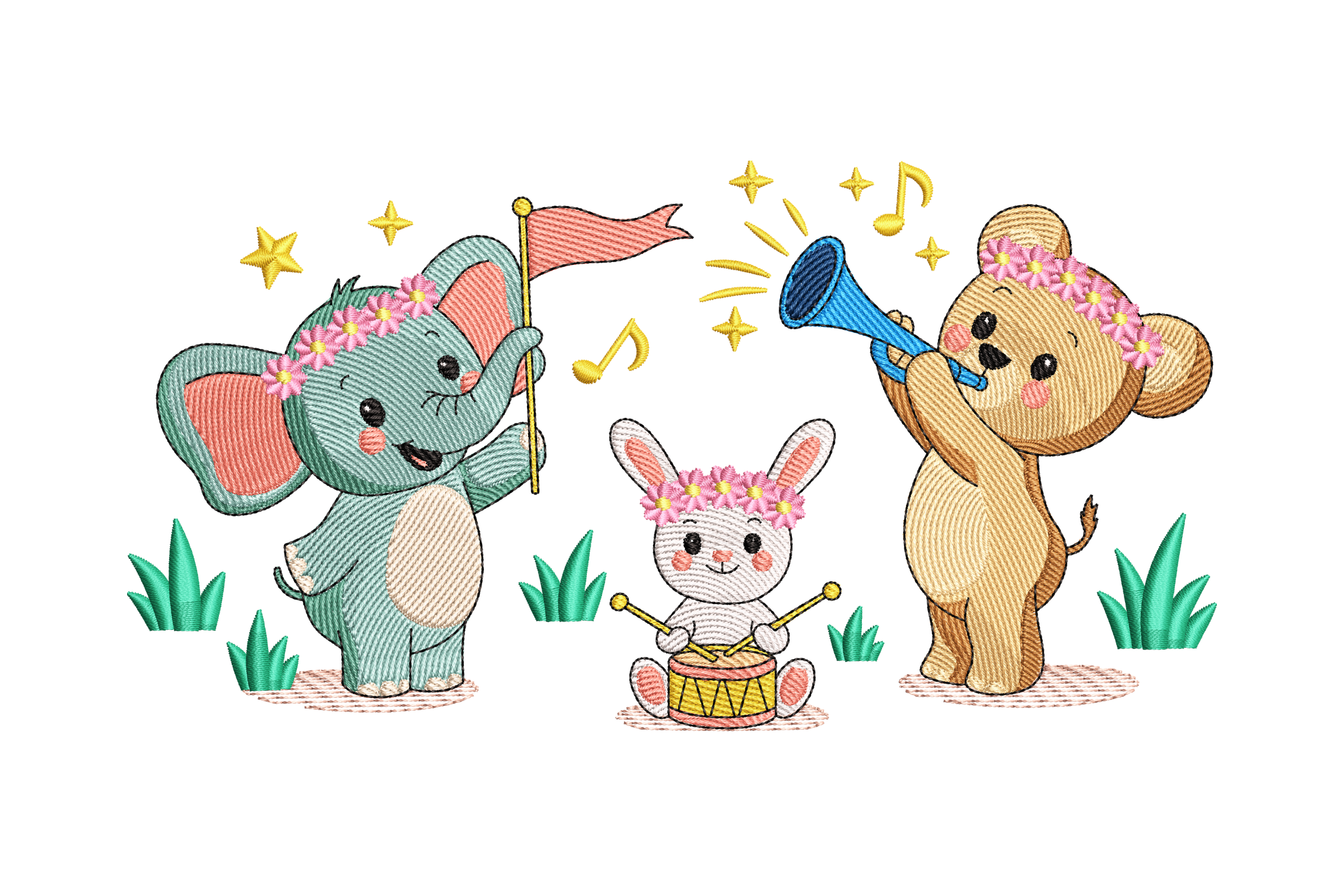 Cute Animal Band – Kids Parade Embroidery Design