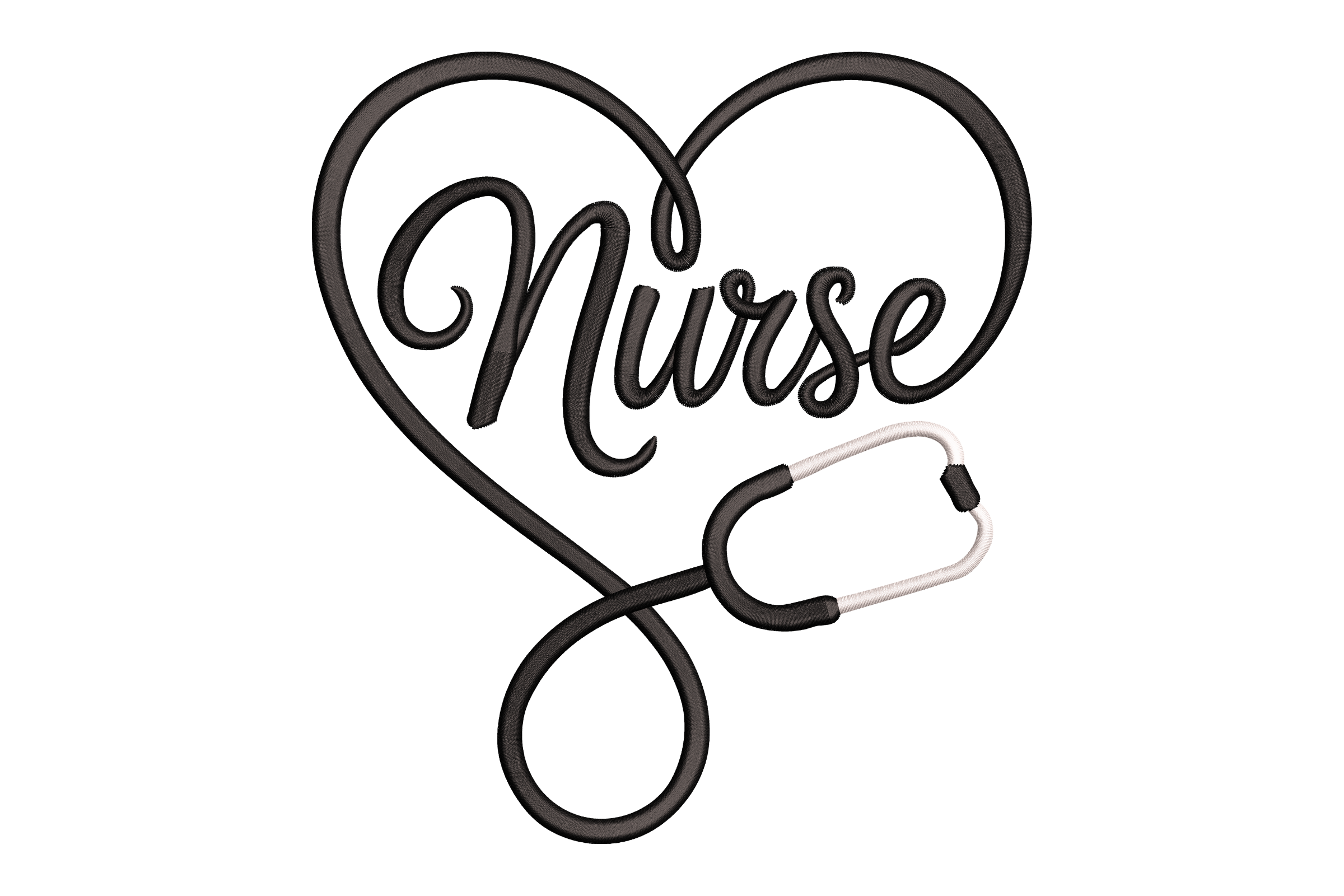 Nurse Heart Stethoscope Embroidery Design