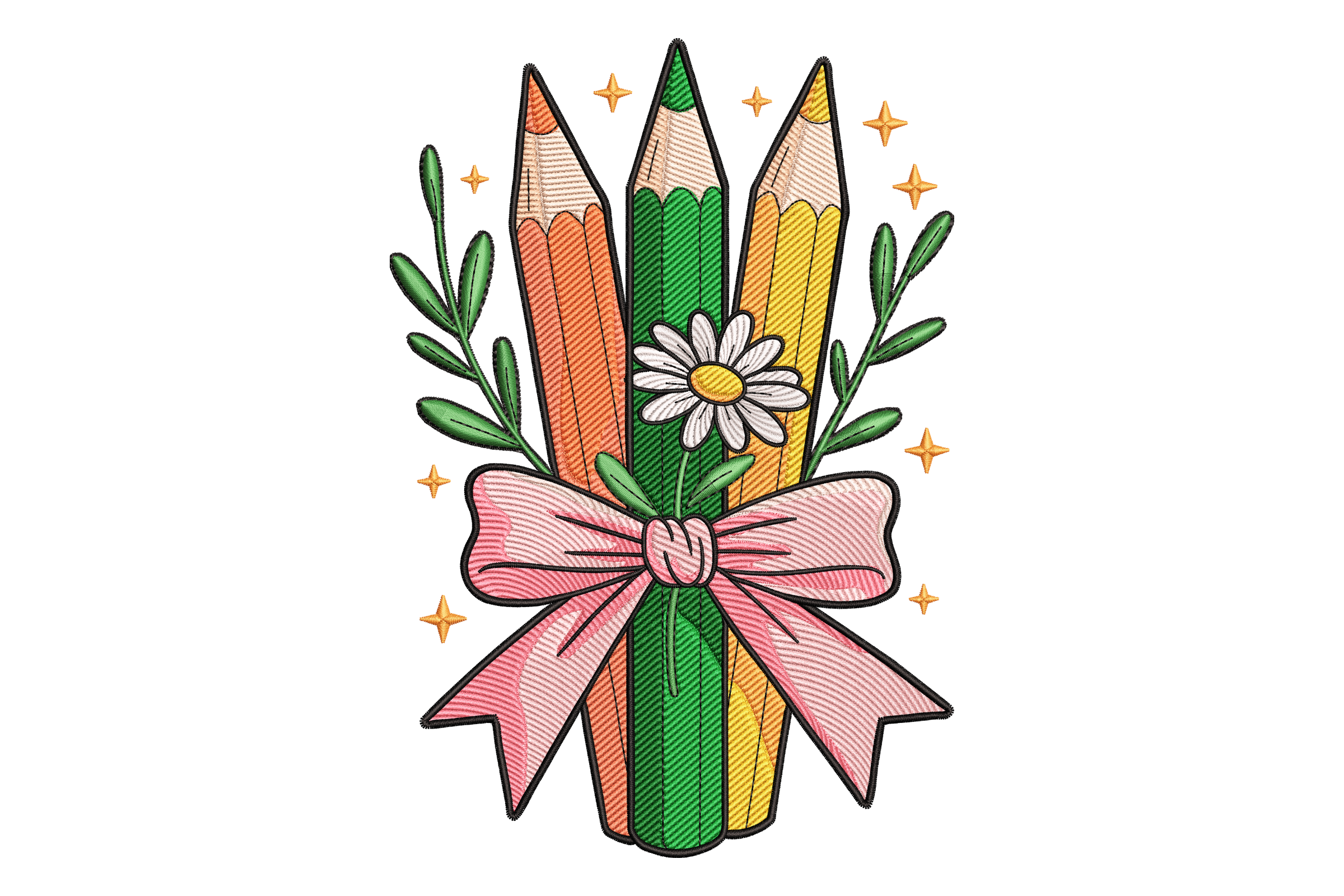 Back to School Pencil Bouquet Embroidery Design