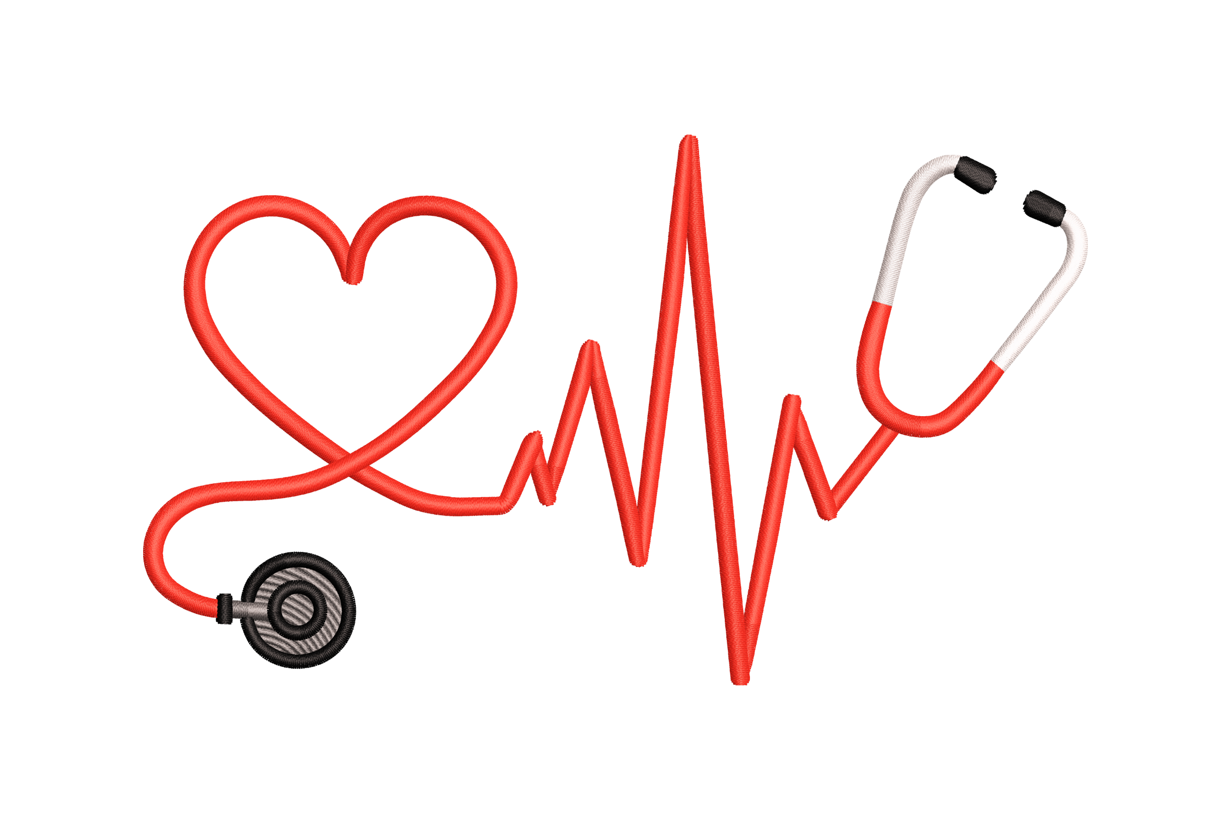 Stethoscope Heartbeat Life Line – Medical Embroidery Design