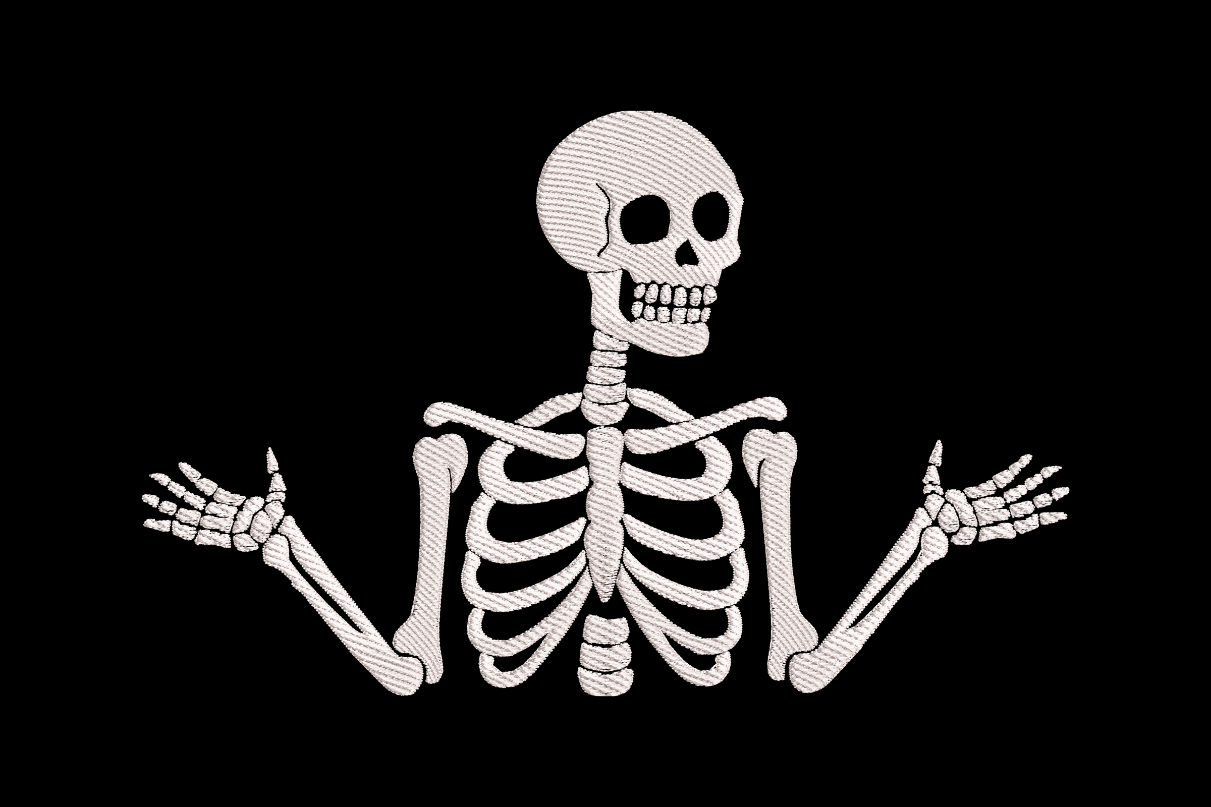 Shrug Skeleton – Funny Halloween Embroidery Design