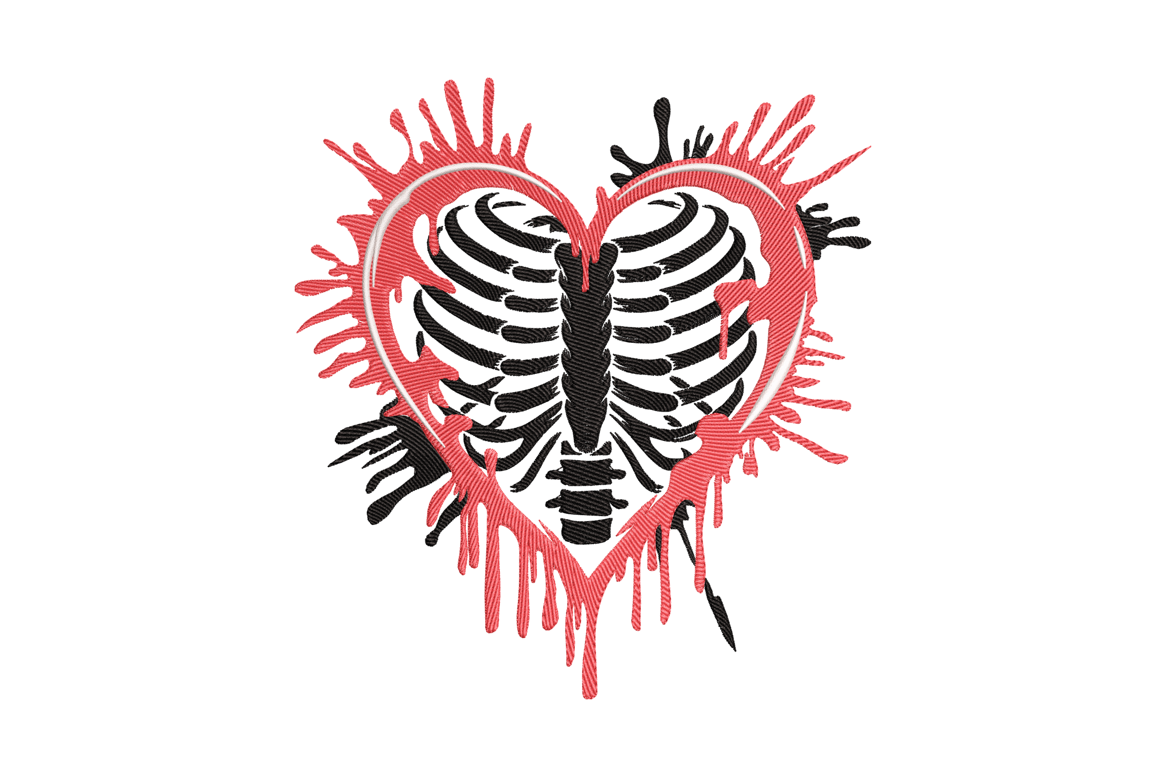Bleeding Heart Ribcage – Gothic Skeleton Embroidery Design