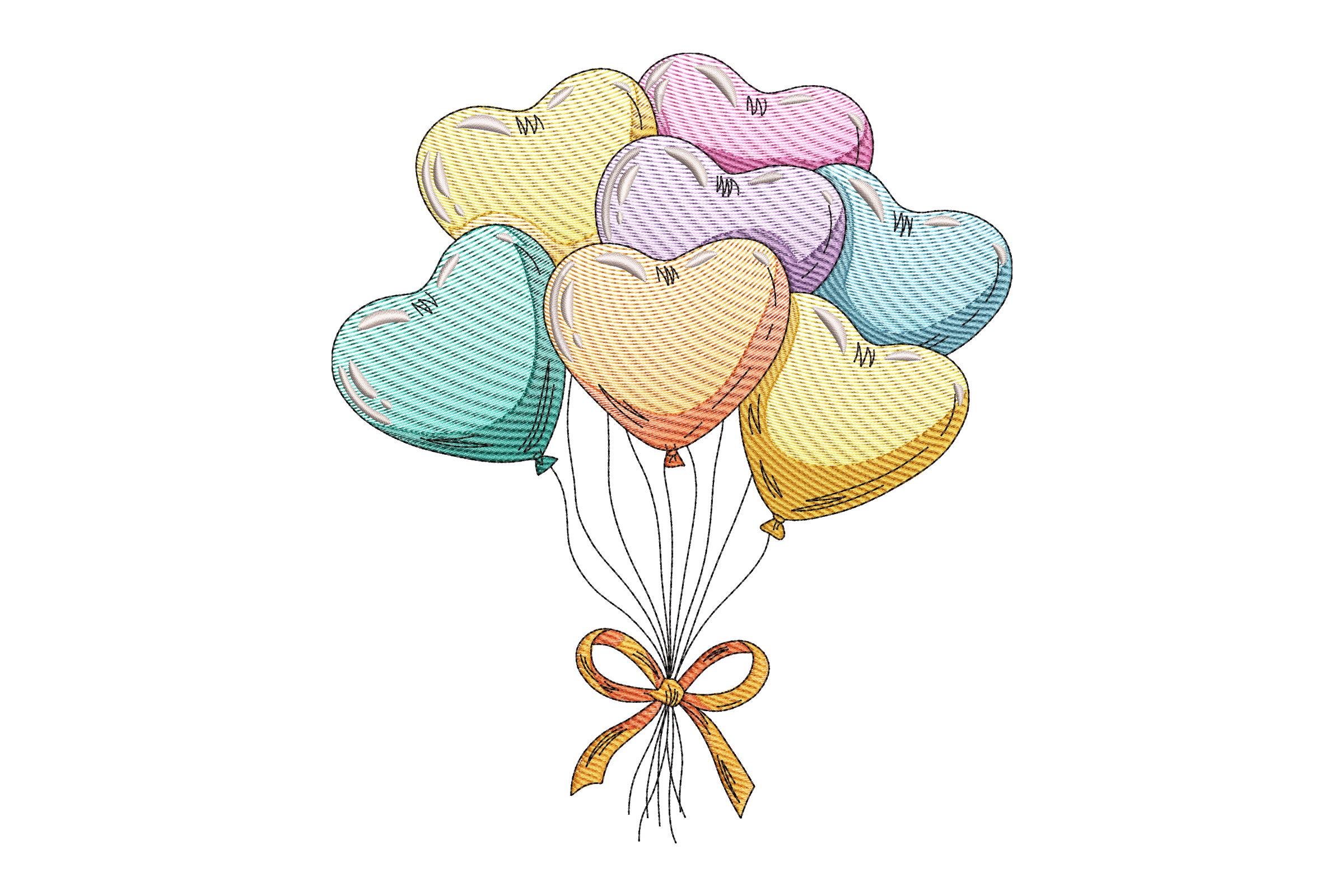 Pastel Heart Balloons – Cute Kids Embroidery Design