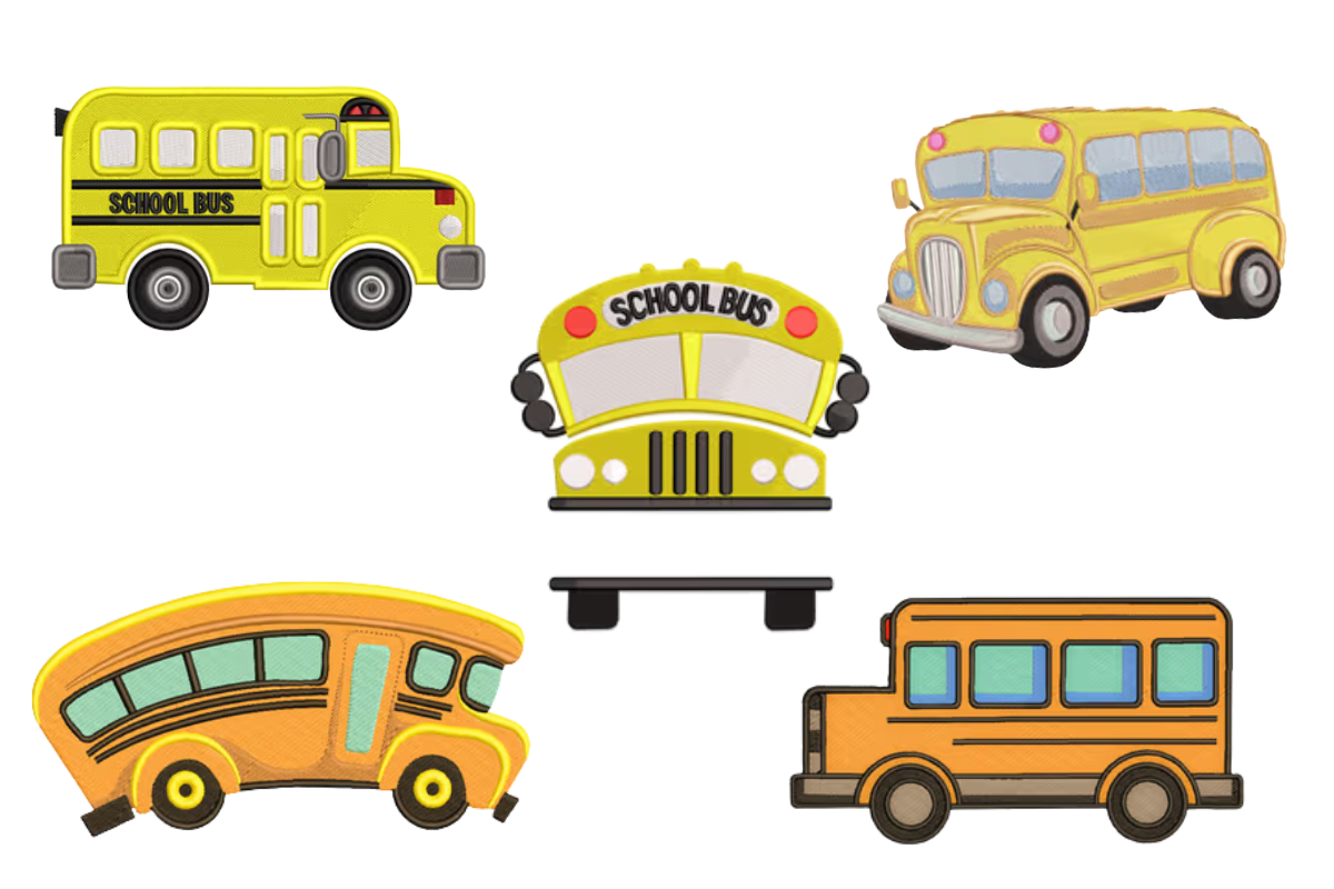 School Bus Machine School Bus Machine Embroidery Design Bundle | Embroidize