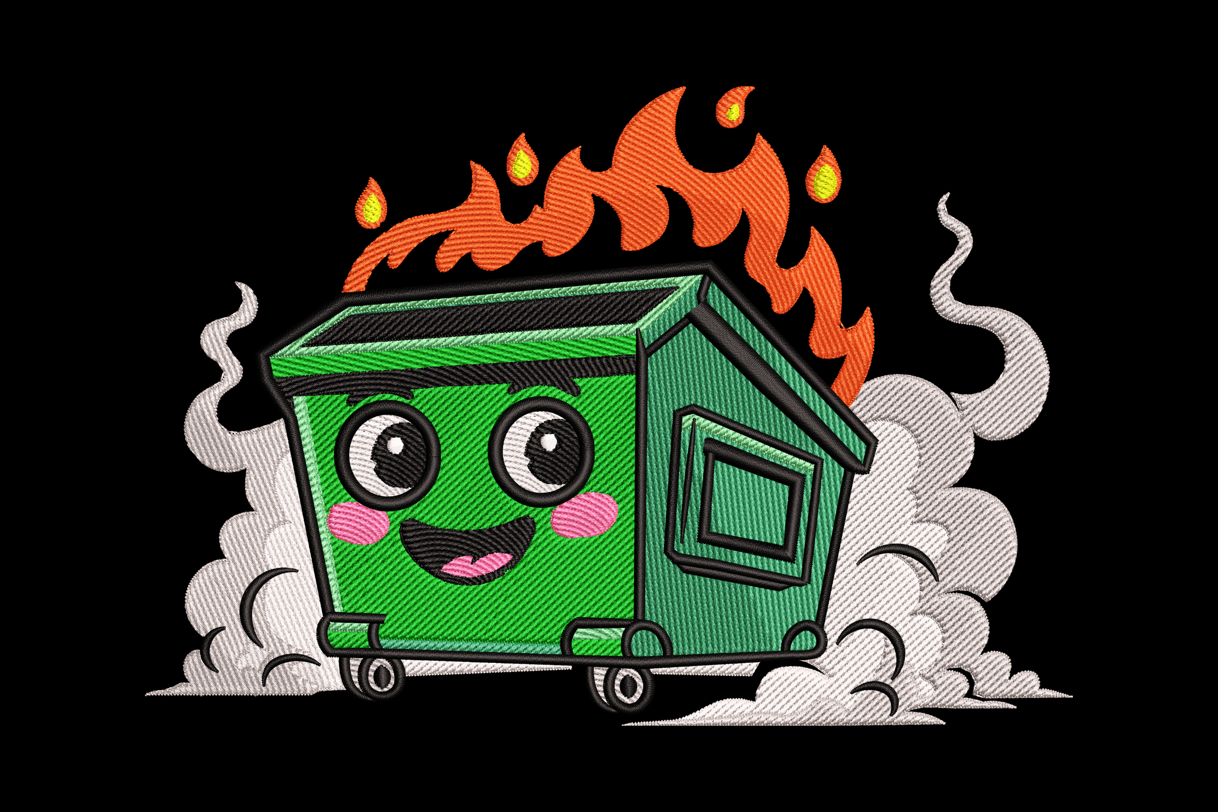 Cute Dumpster Fire – Funny Kawaii Embroidery Design