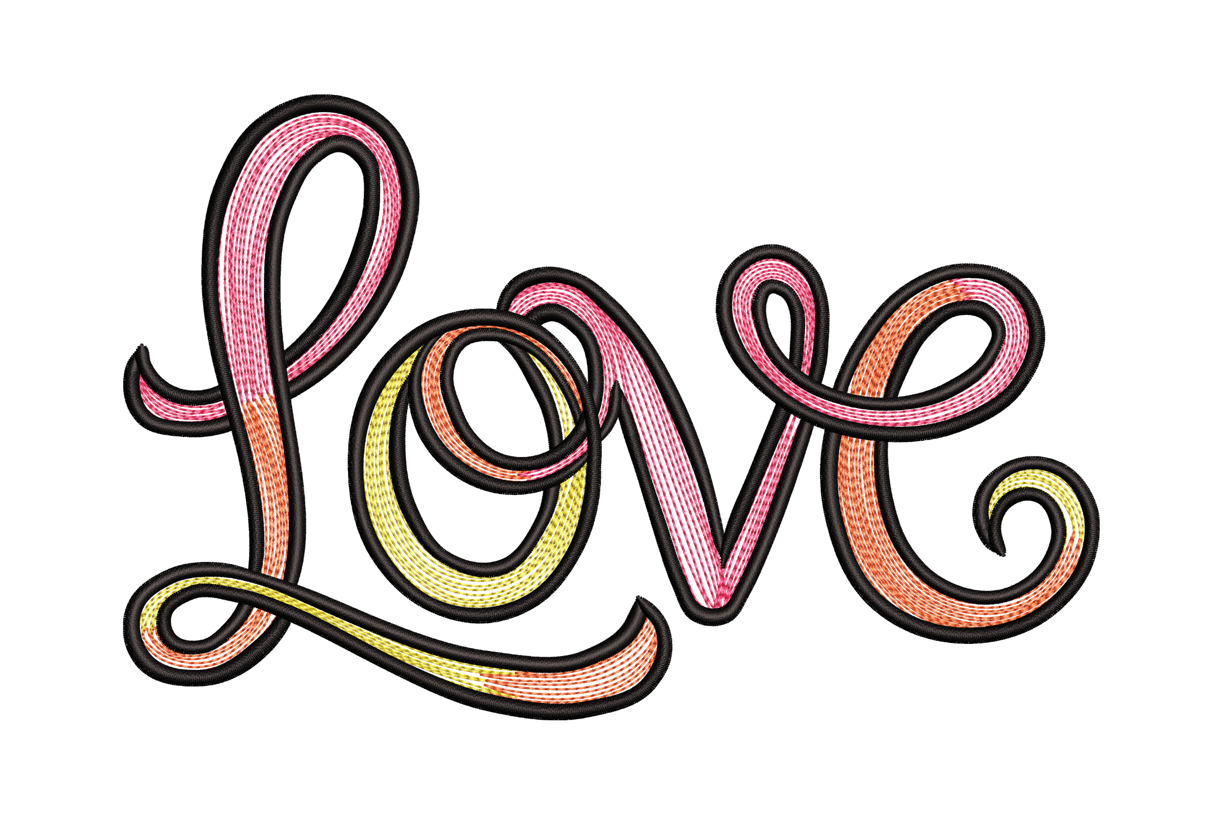 Retro Love Script – Multi-Color Machine Embroidery Design | Embroidize