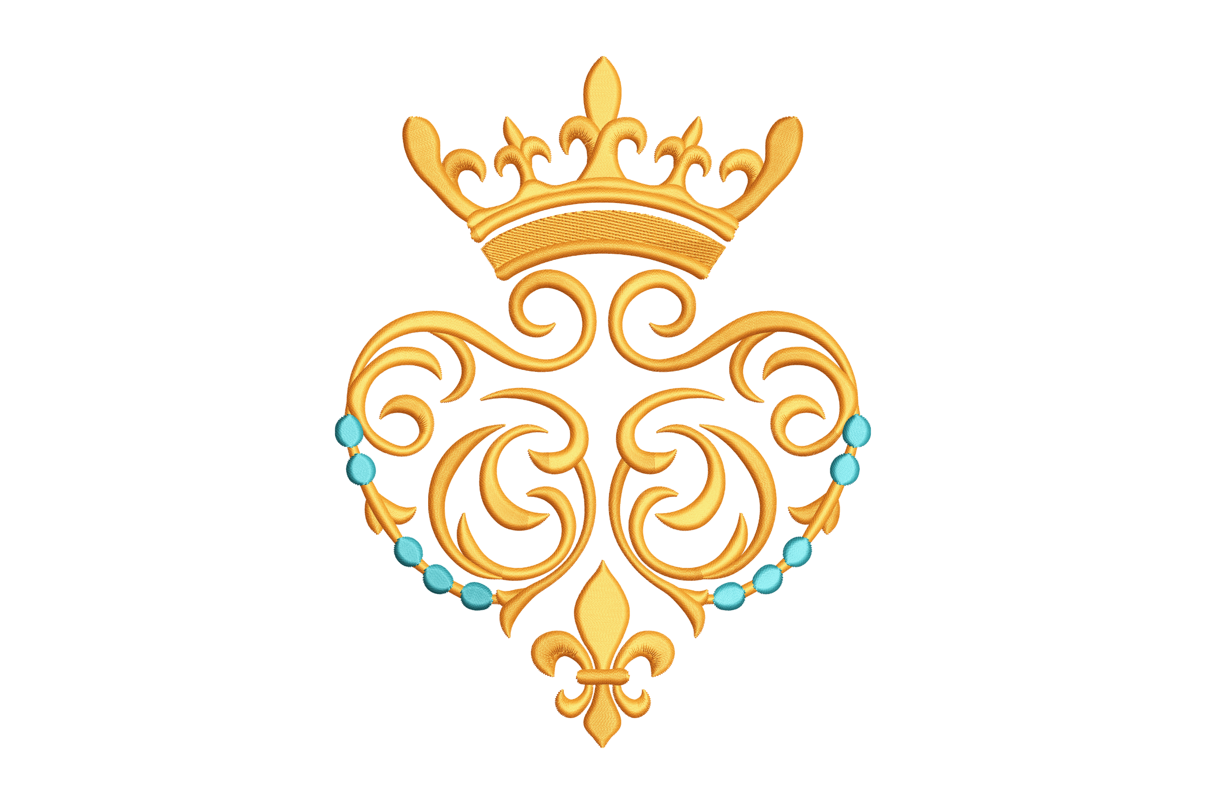 Ornate Royal Crown – Elegant Fleur De Lis Embroidery Design