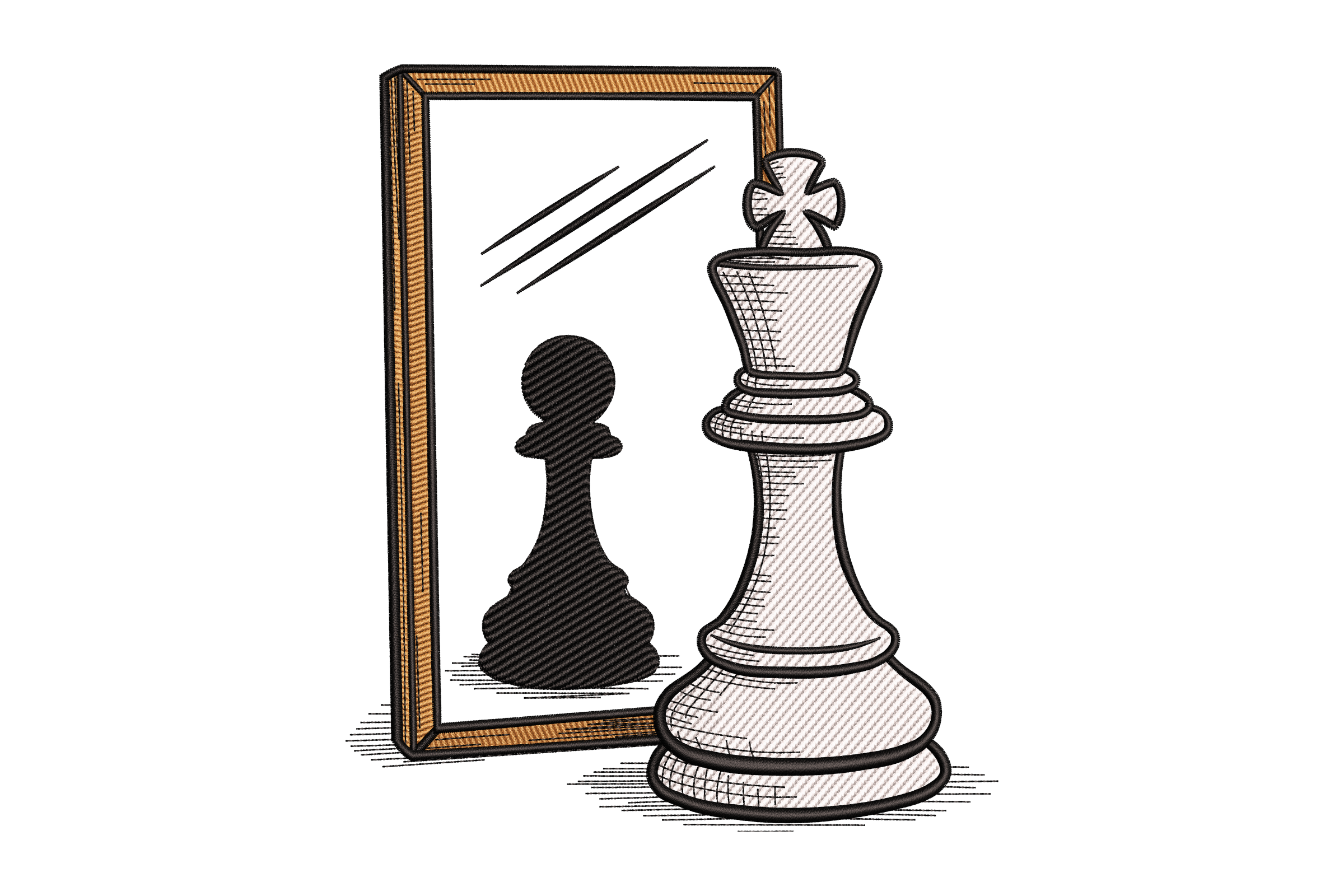 Chess King Mirror Reflection – Gaming Embroidery Design