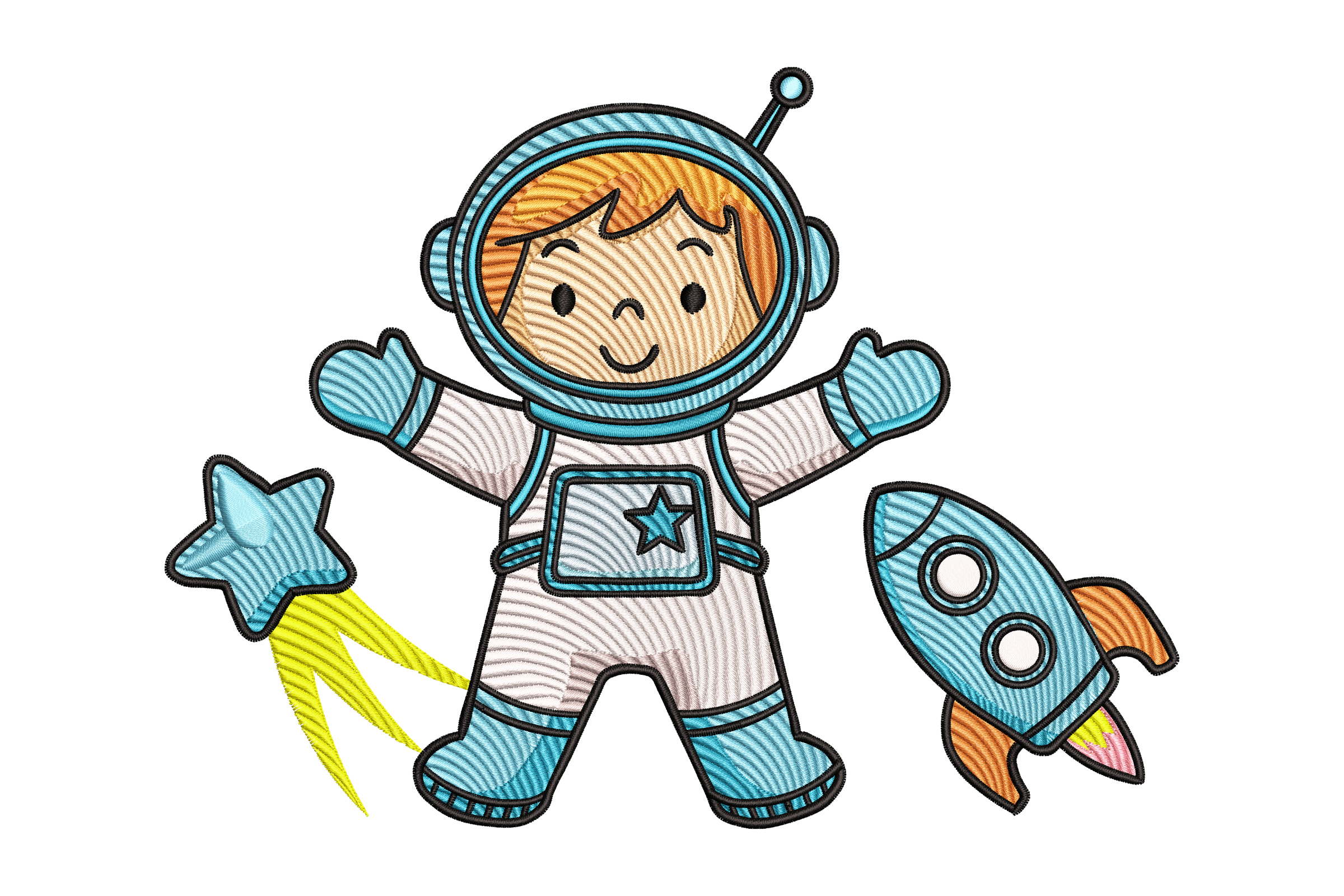 Cute Astronaut Kid – Space Adventure Embroidery Design