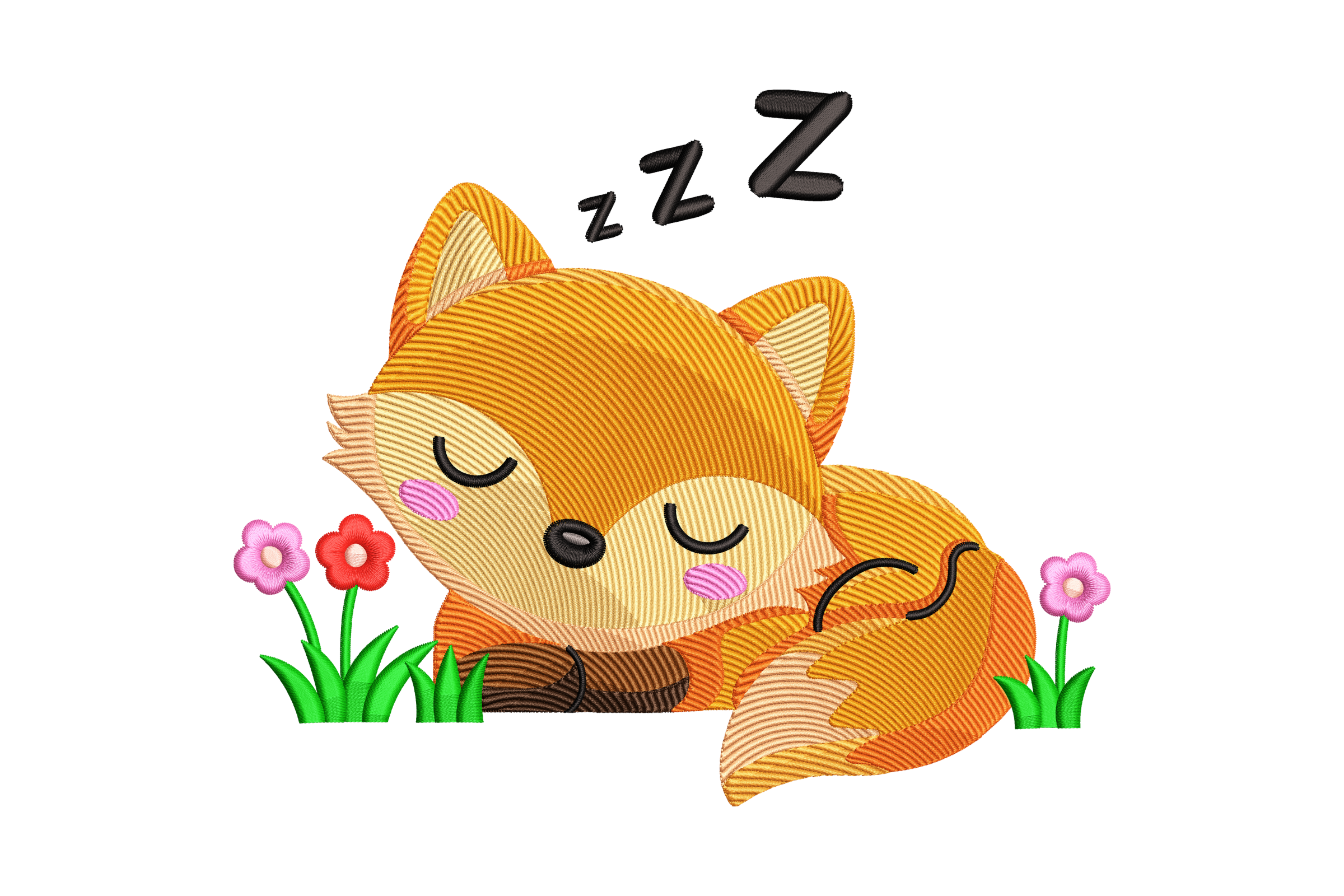 Sleeping Little Fox – Cute Forest Animal Embroidery Design