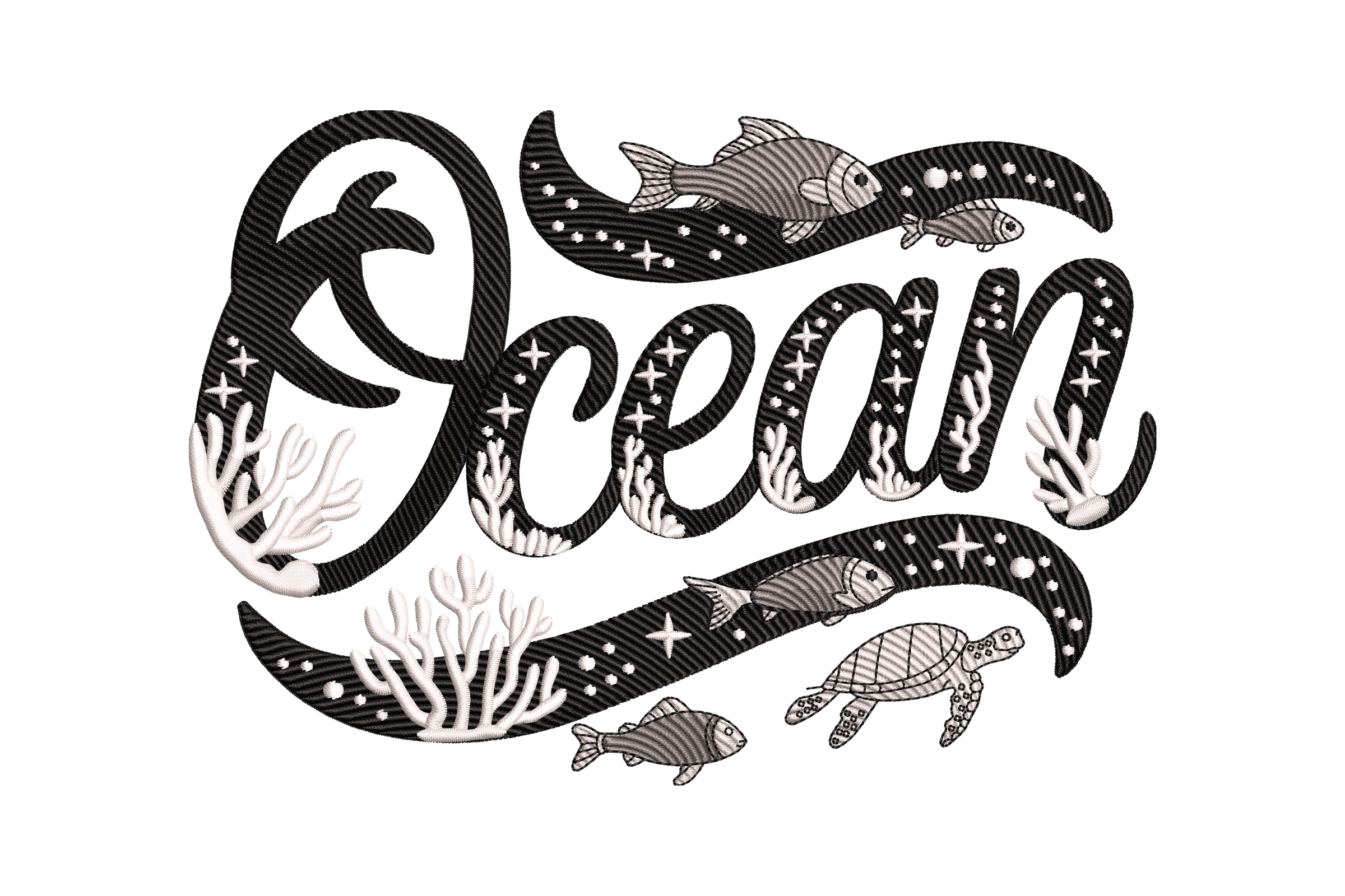 Ocean Script Marine Embroidery Design | Embroidize