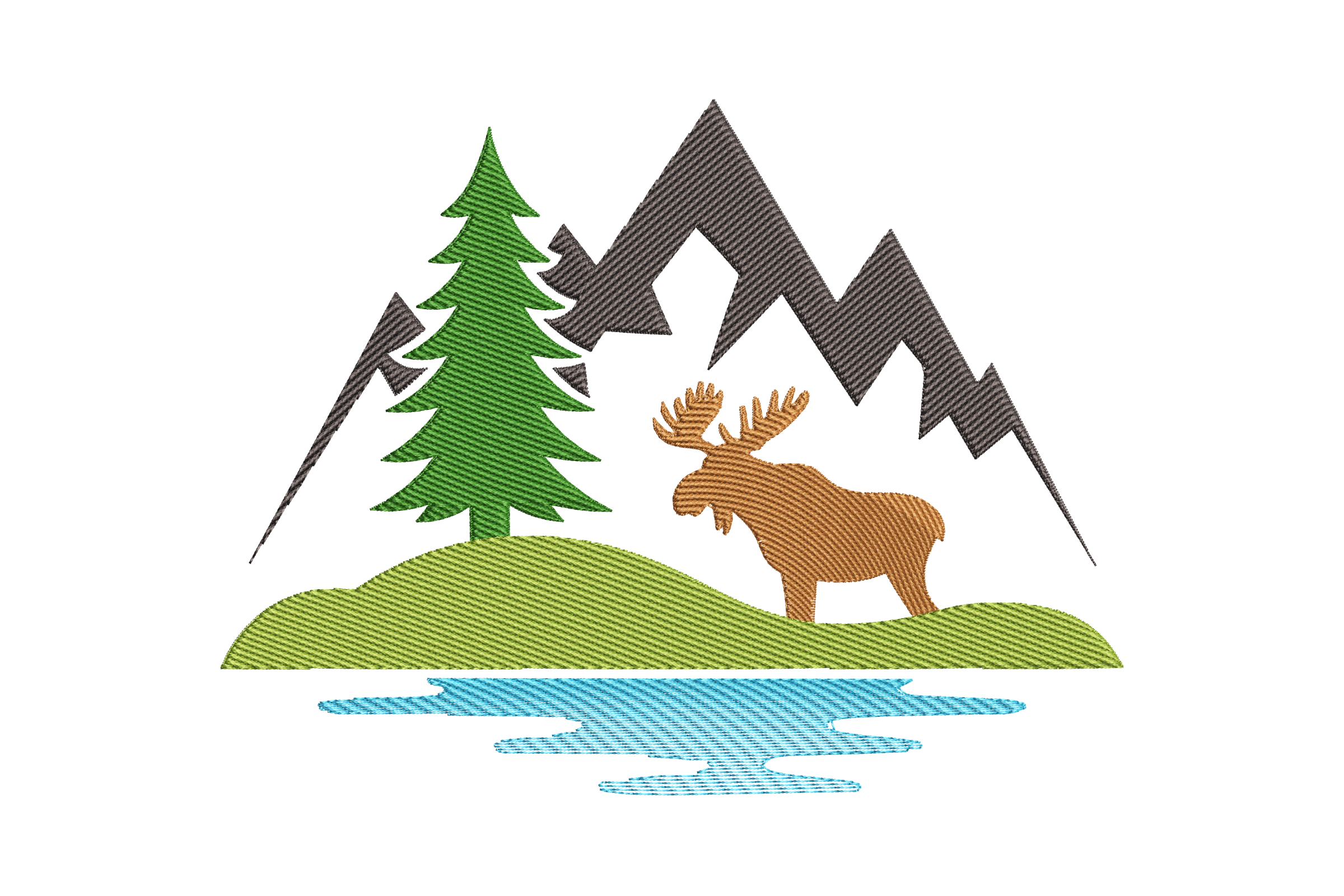 Moose Mountain Landscape – Wildlife Embroidery Design