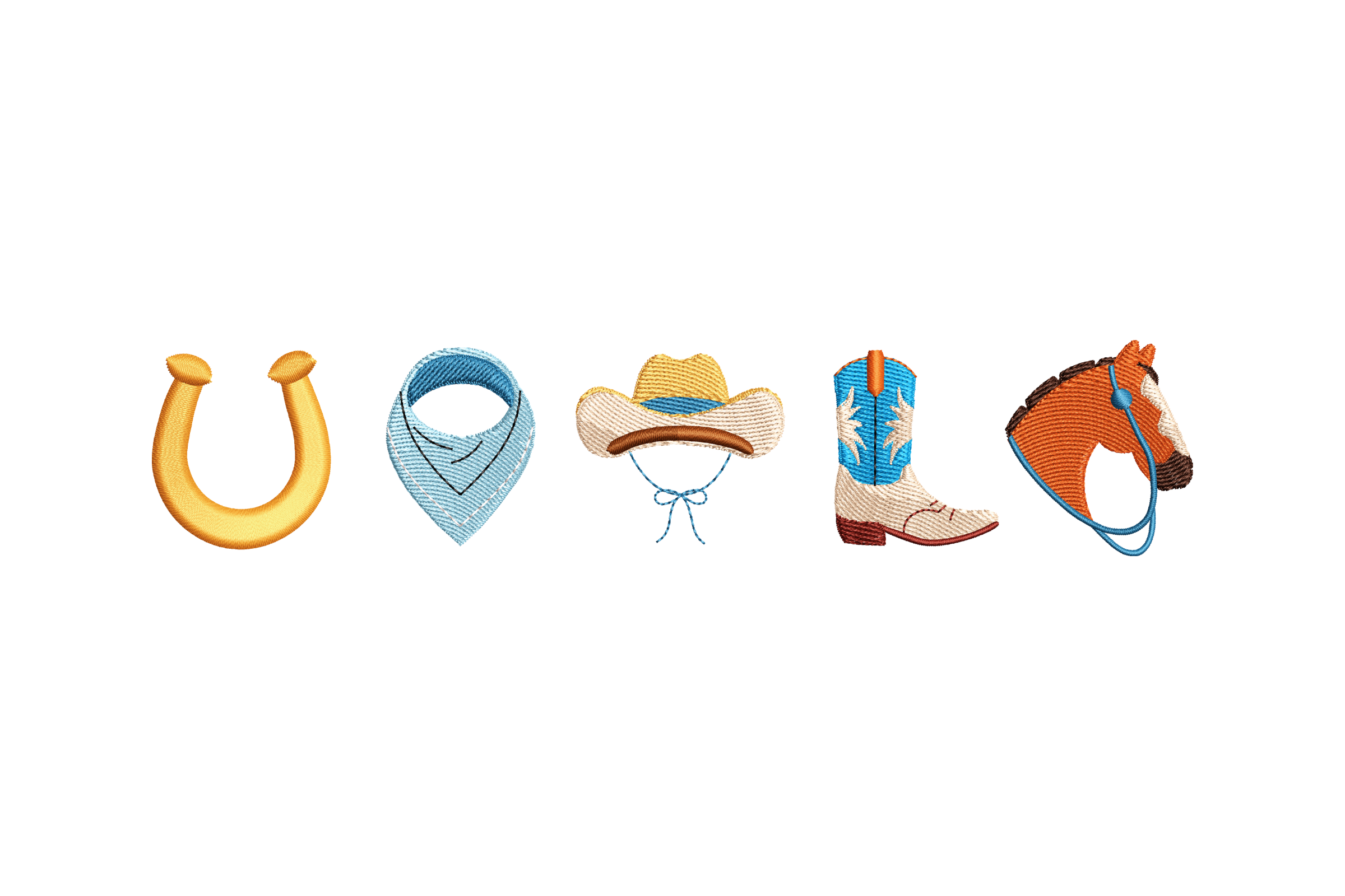 Western Cowboy Icons – Hat Boot Horse Embroidery Design