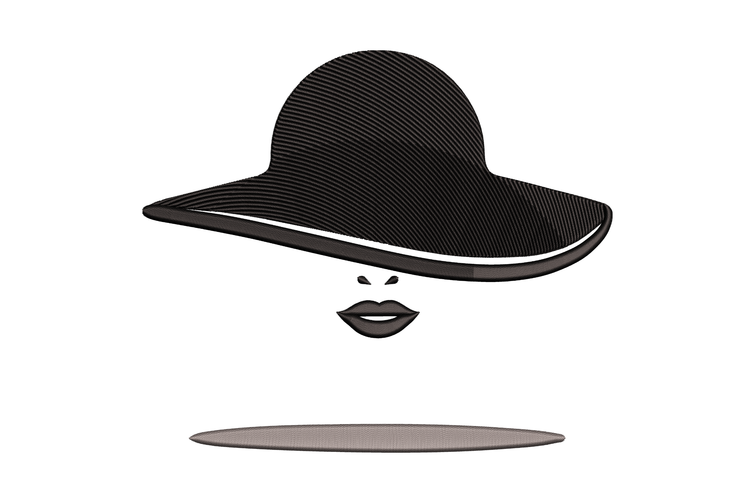 Elegant Woman in Wide-Brim Hat Embroidery Design