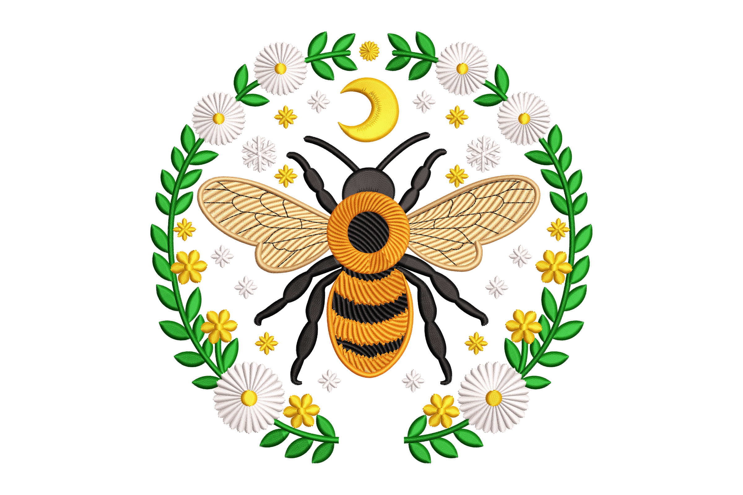Celestial Honey Bee & Floral – Machine Embroidery Design | Embroidize