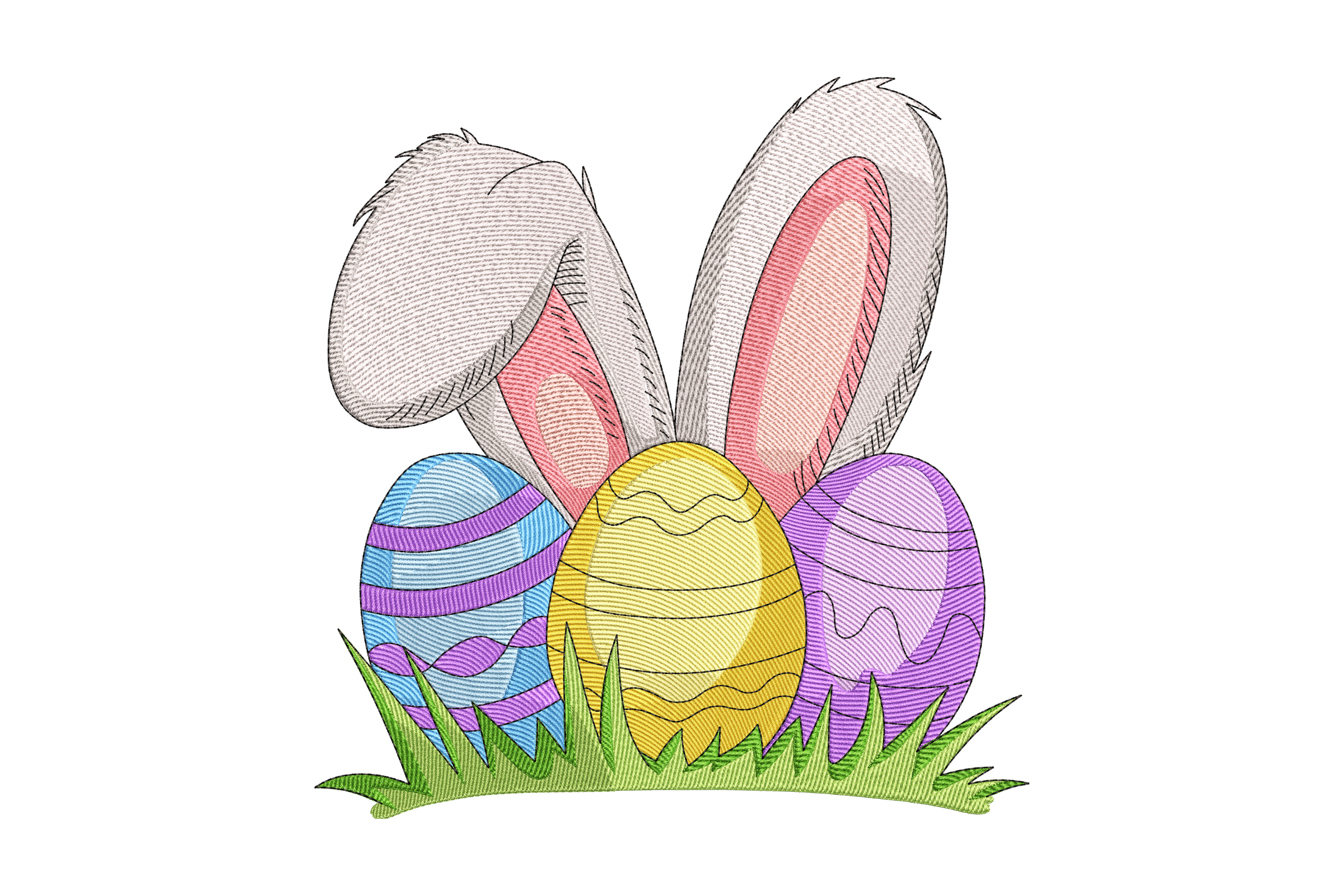 Egghead Designs Easter Bunny Ears & Eggs – Machine Embroidery Design | Embroidize