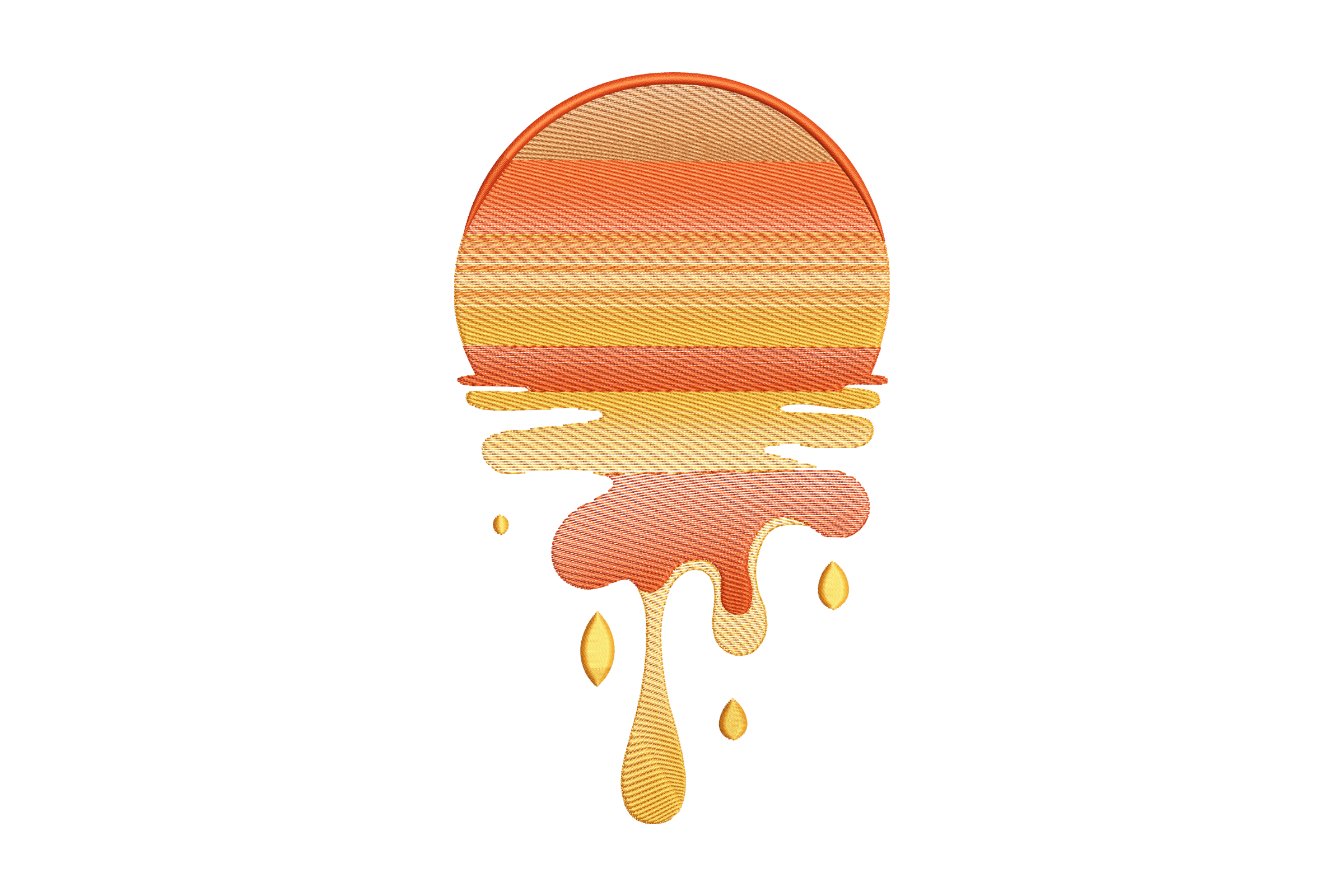Melting Retro Sun – Abstract Sunset Embroidery Design