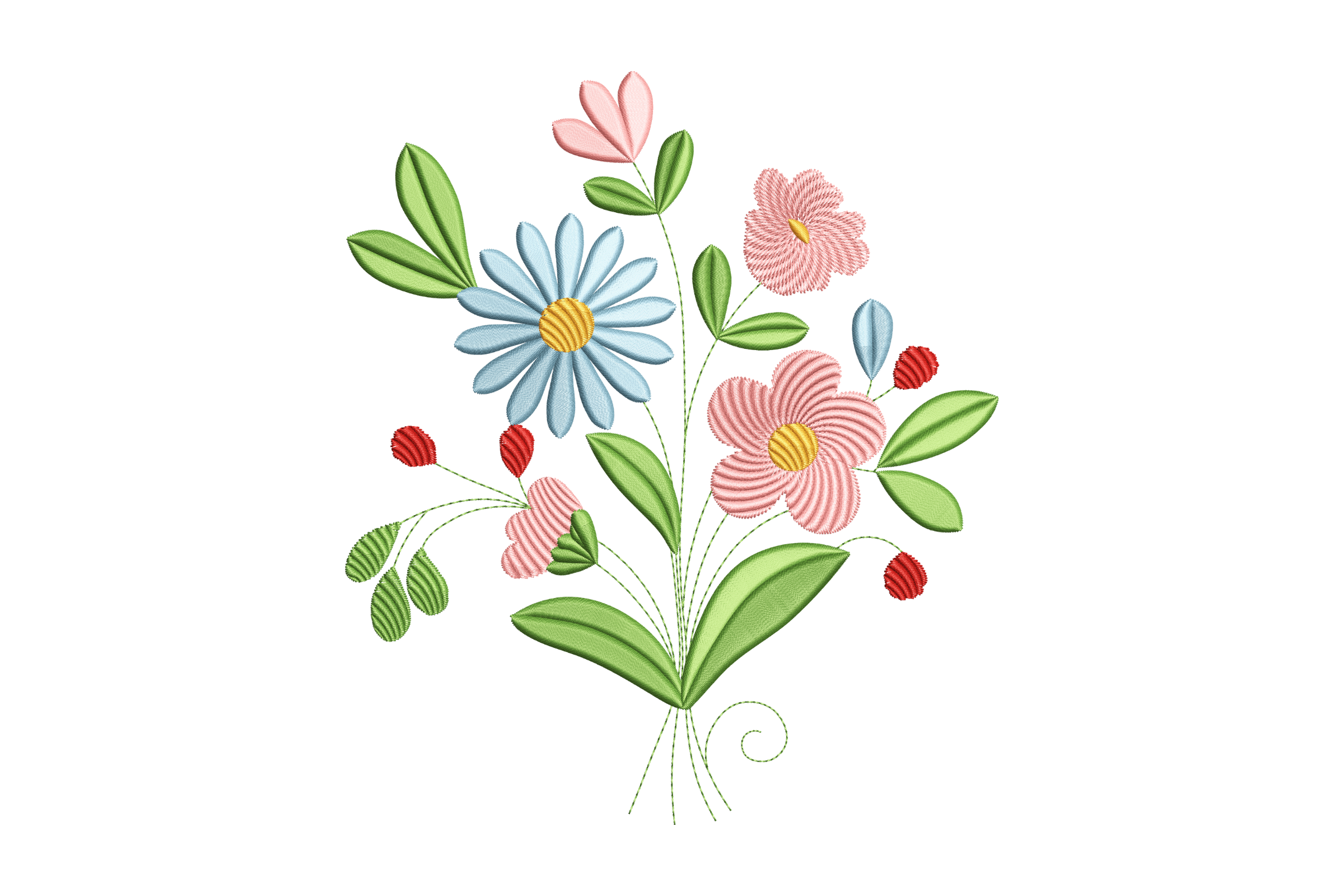 Wildflower Bouquet – Pastel Machine Embroidery Design | Embroidize
