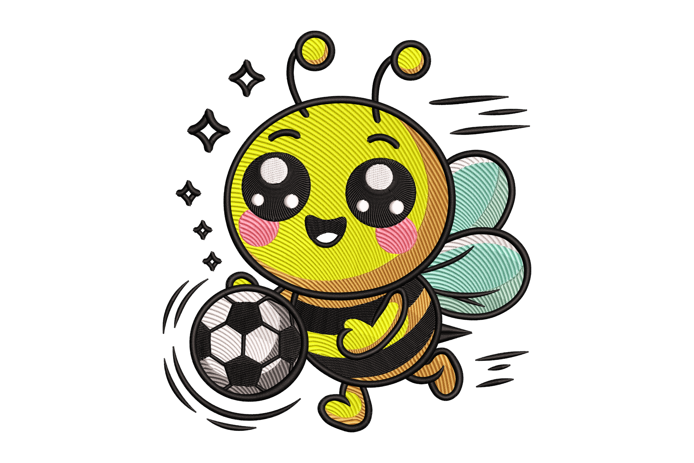 Cute Soccer Bee – Sports Machine Embroidery Design