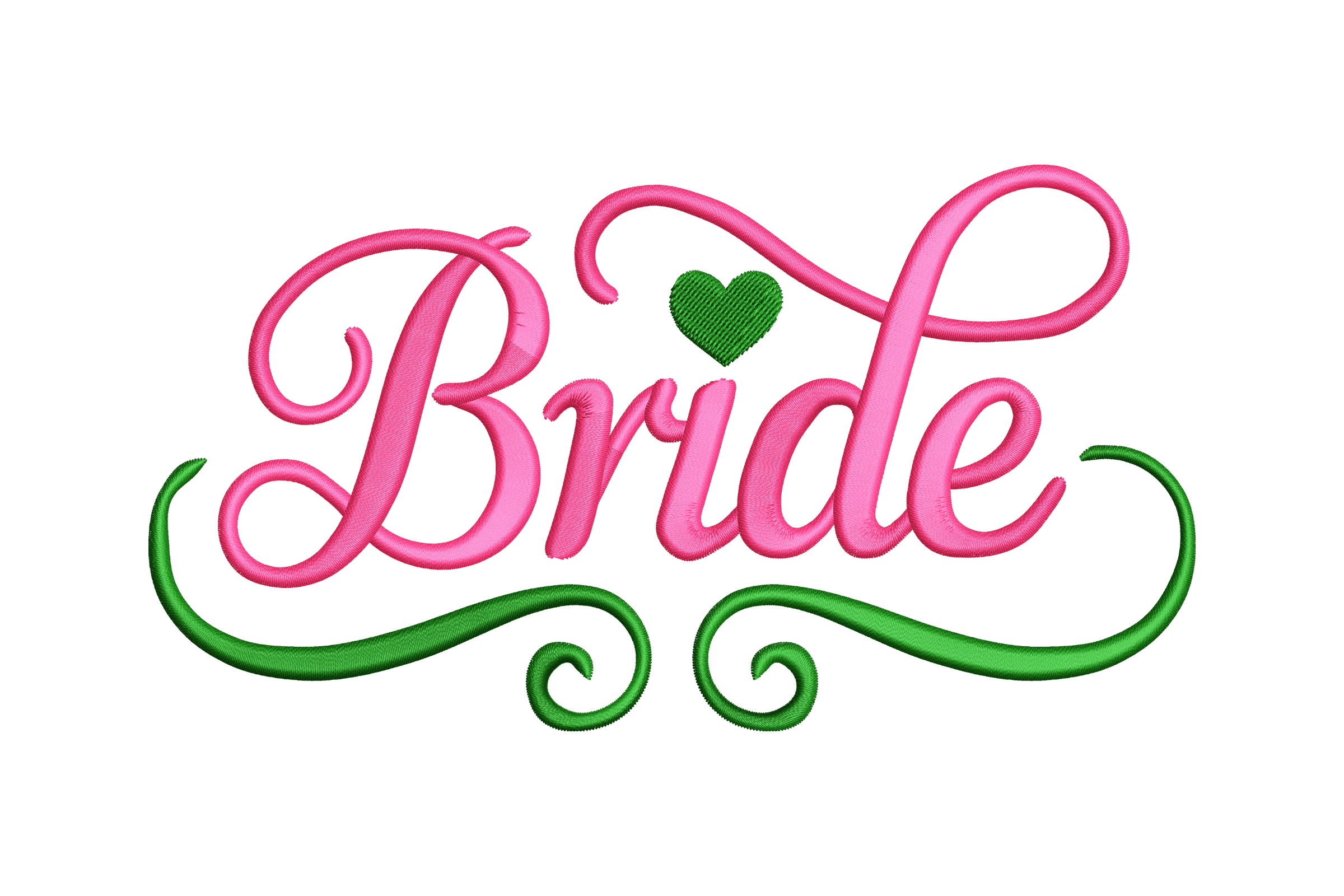Bride with Green Heart – Elegant Wedding Embroidery Design