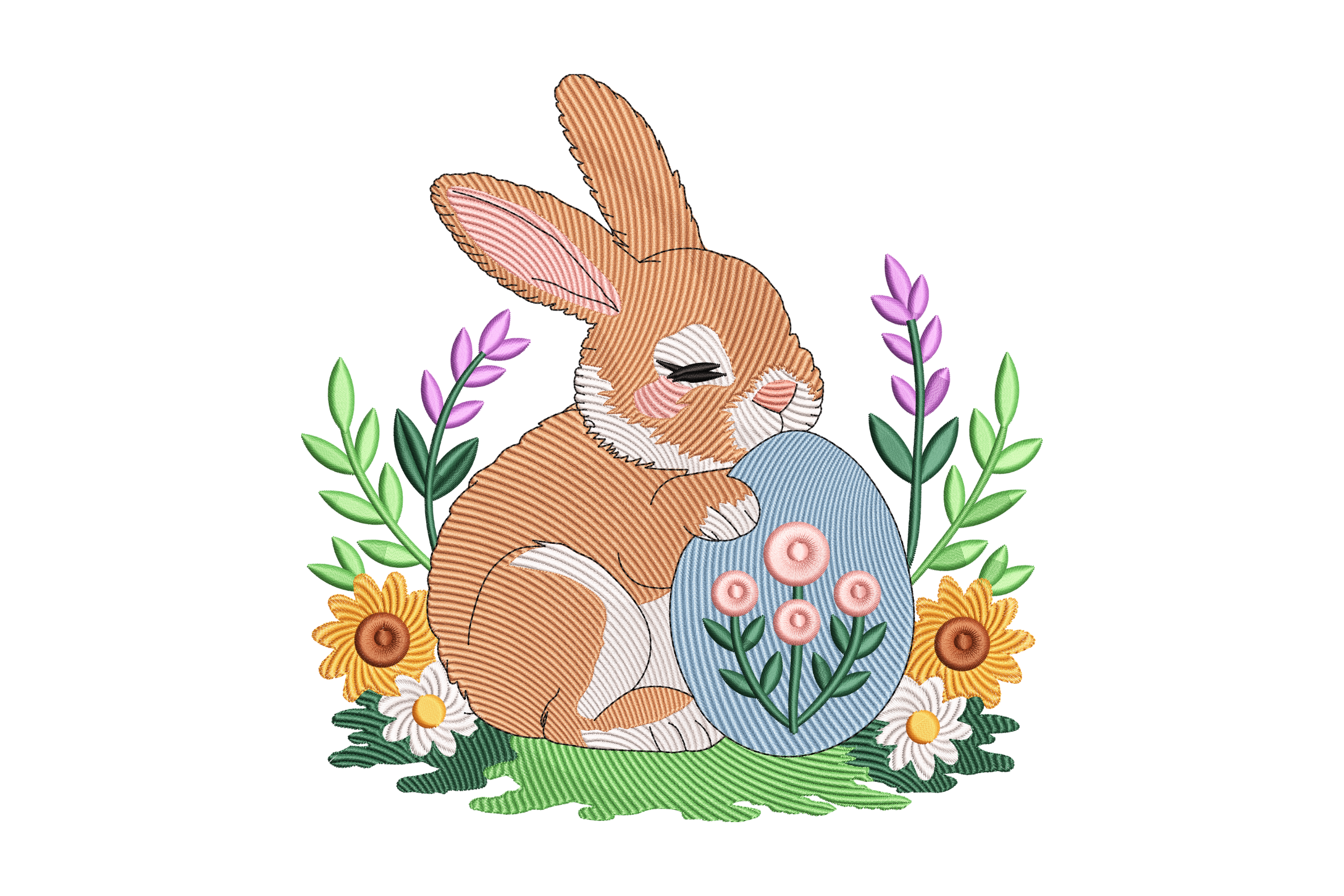 Easter Bunny & Floral Egg Machine Embroidery Design | Embroidize