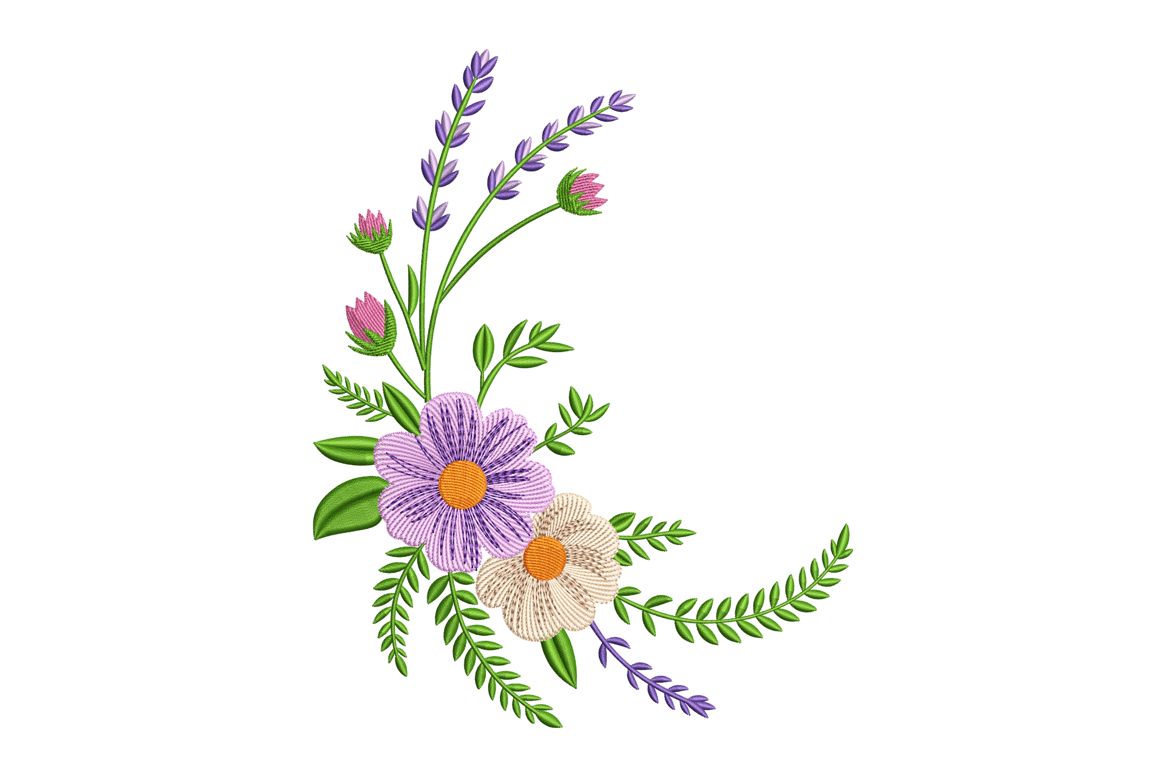 Wildflower Lavender Spray – Machine Embroidery Design | Embroidize