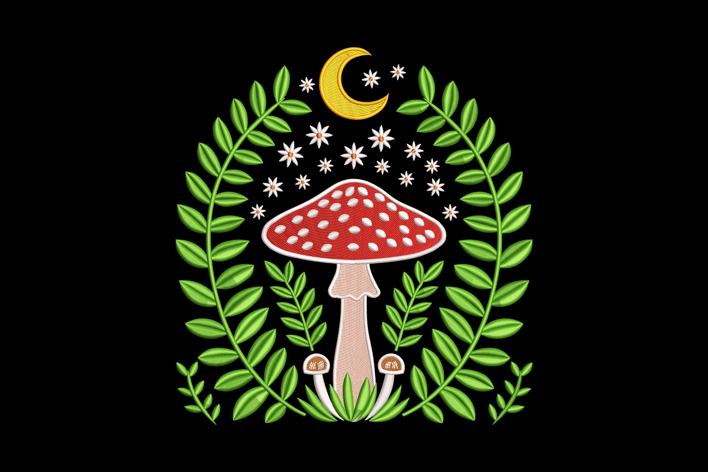 Celestial Forest Mushroom – Whimsical Embroidery Design