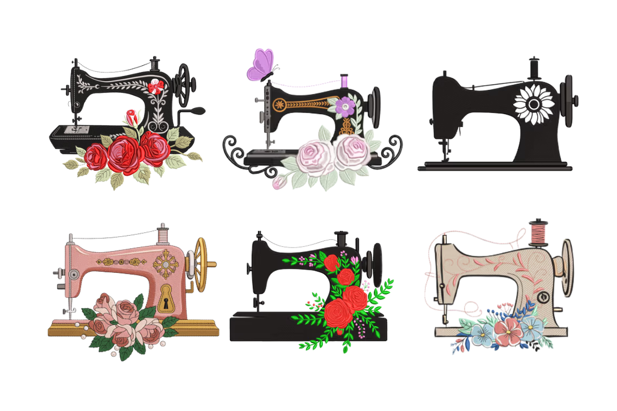 Sewing Machine Custom Design Floral Sewing Machine Machine Embroidery Design Bundle | Embroidize