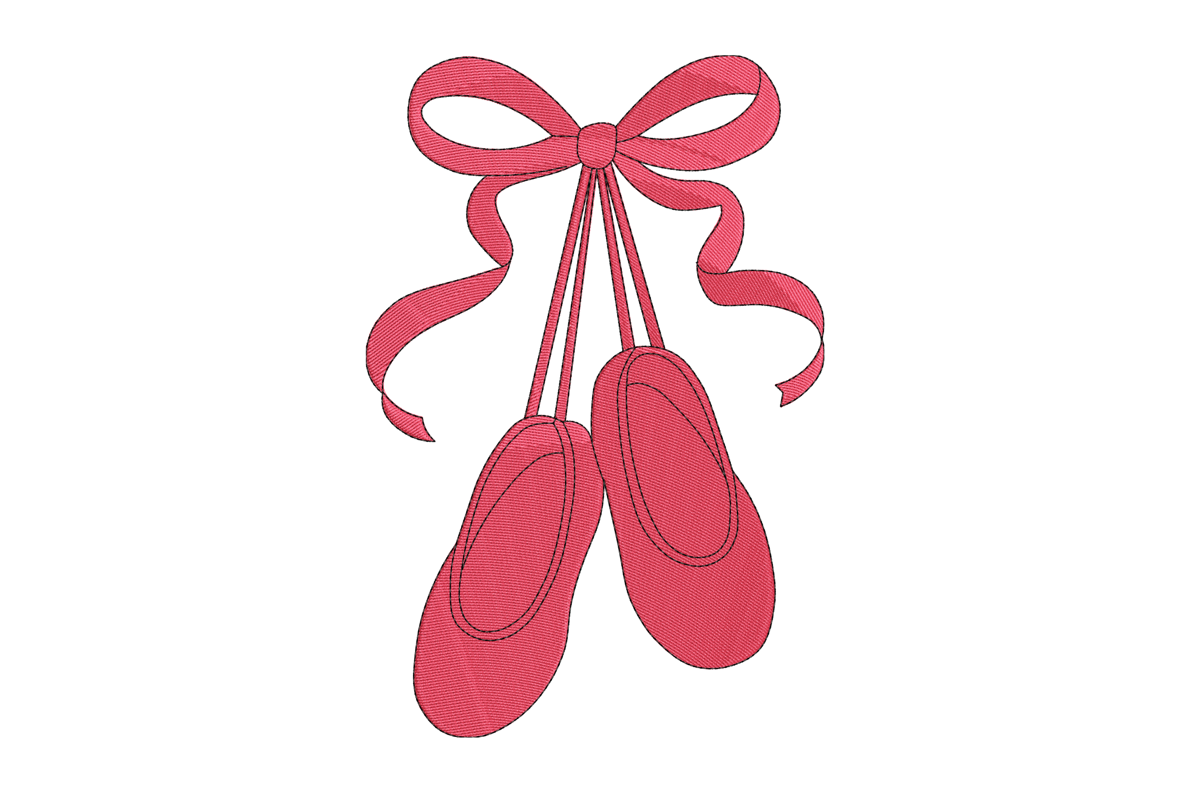 Ballet Slippers with Bow – Elegant Dance Embroidery Design