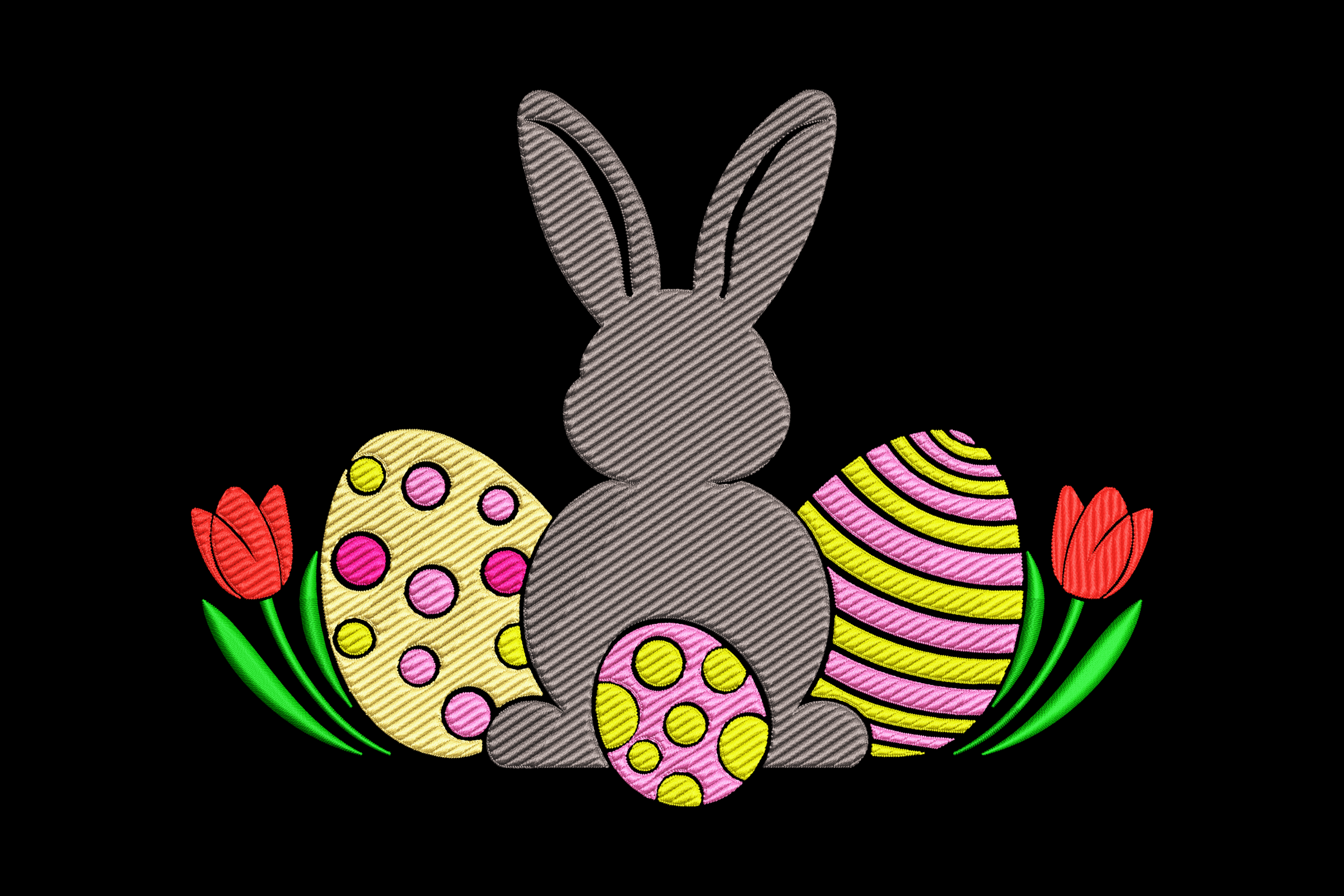Easter Bunny & Eggs Machine Embroidery Design | Embroidize