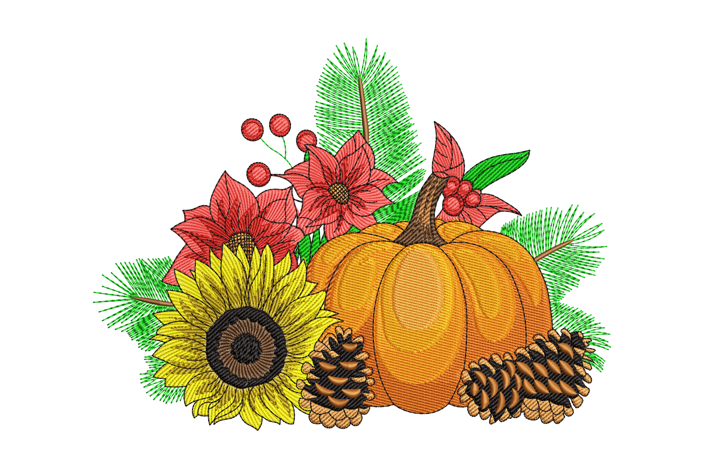 Fall Pumpkin & Sunflower – Machine Embroidery Design | Embroidize