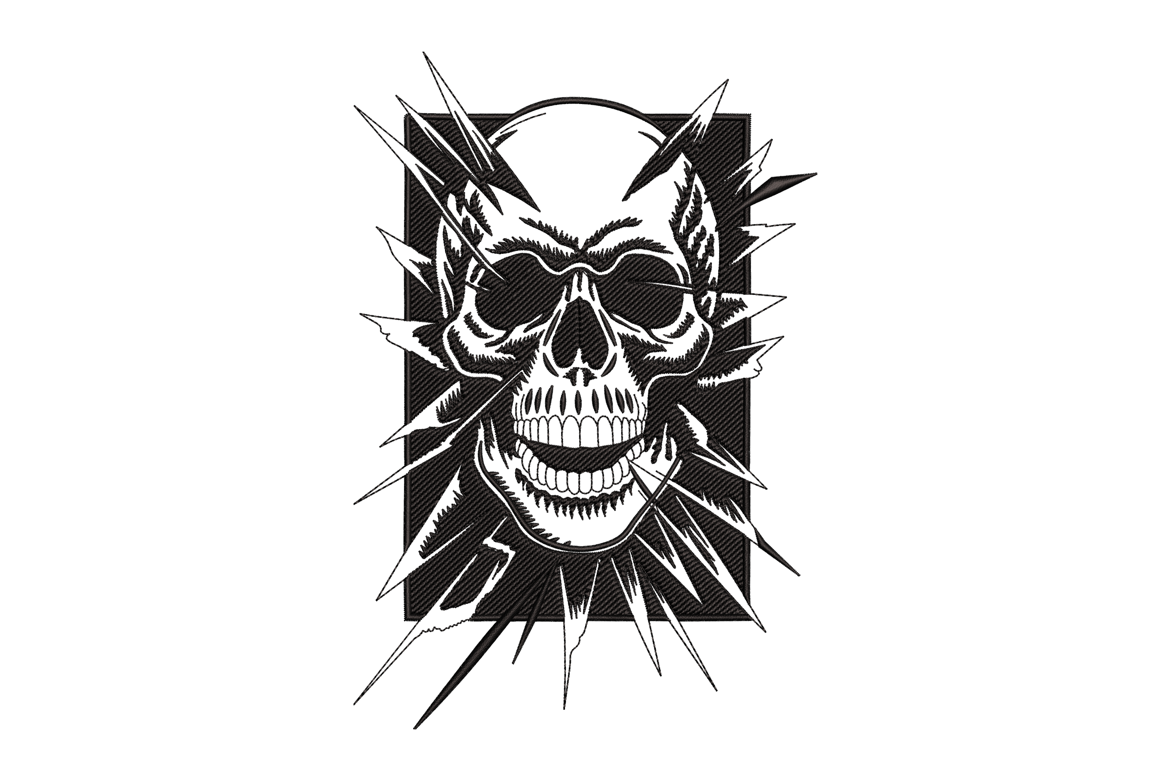 Edgy Shattered Skull – Modern Biker Embroidery Design