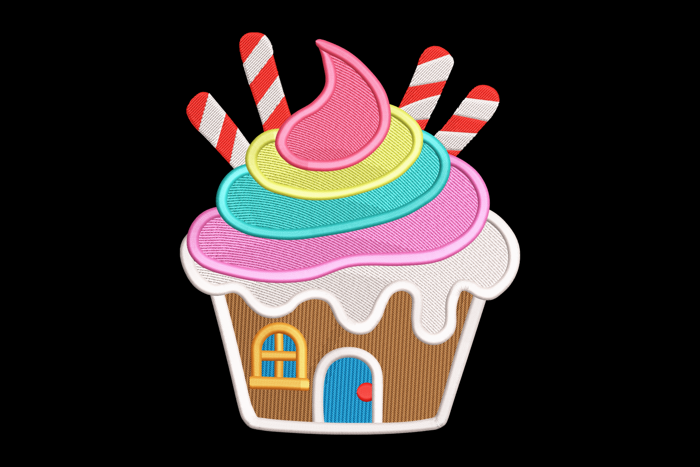 Sweet Cupcake Gingerbread House – Cute Embroidery Design
