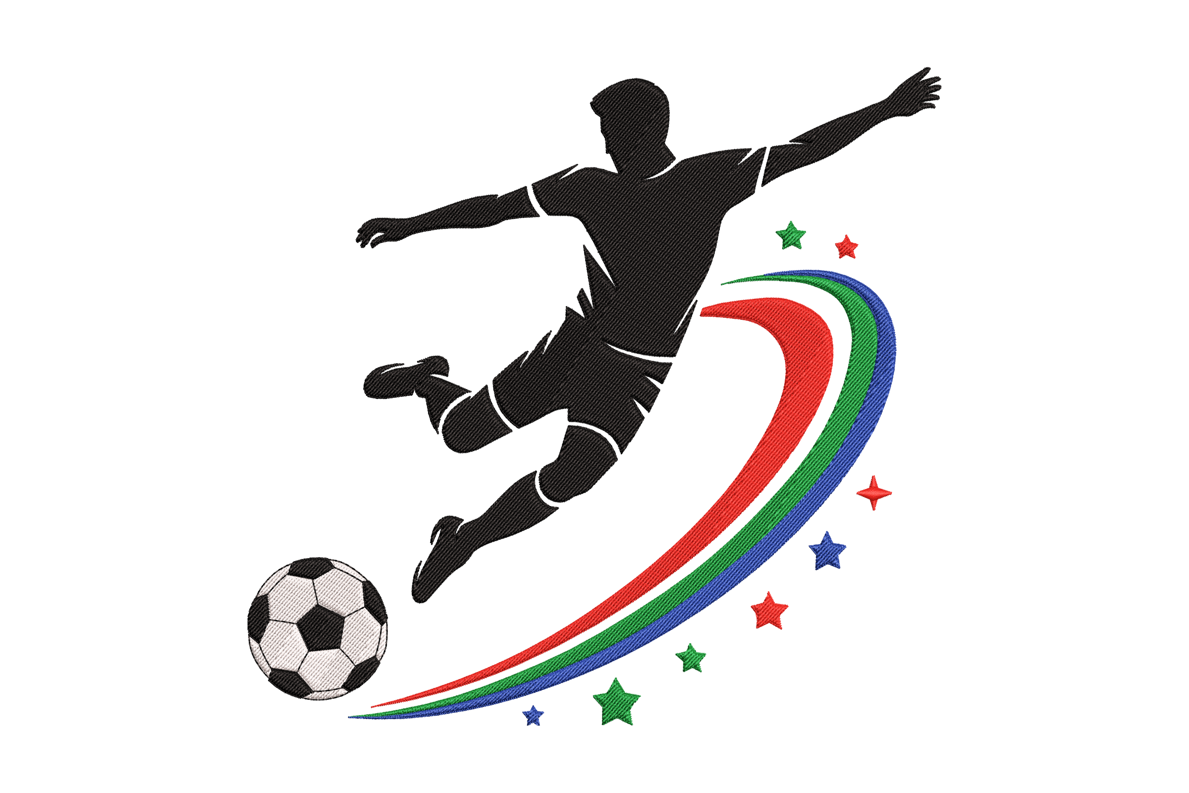 Soccer Player Action Silhouette – Sports Embroidery Design