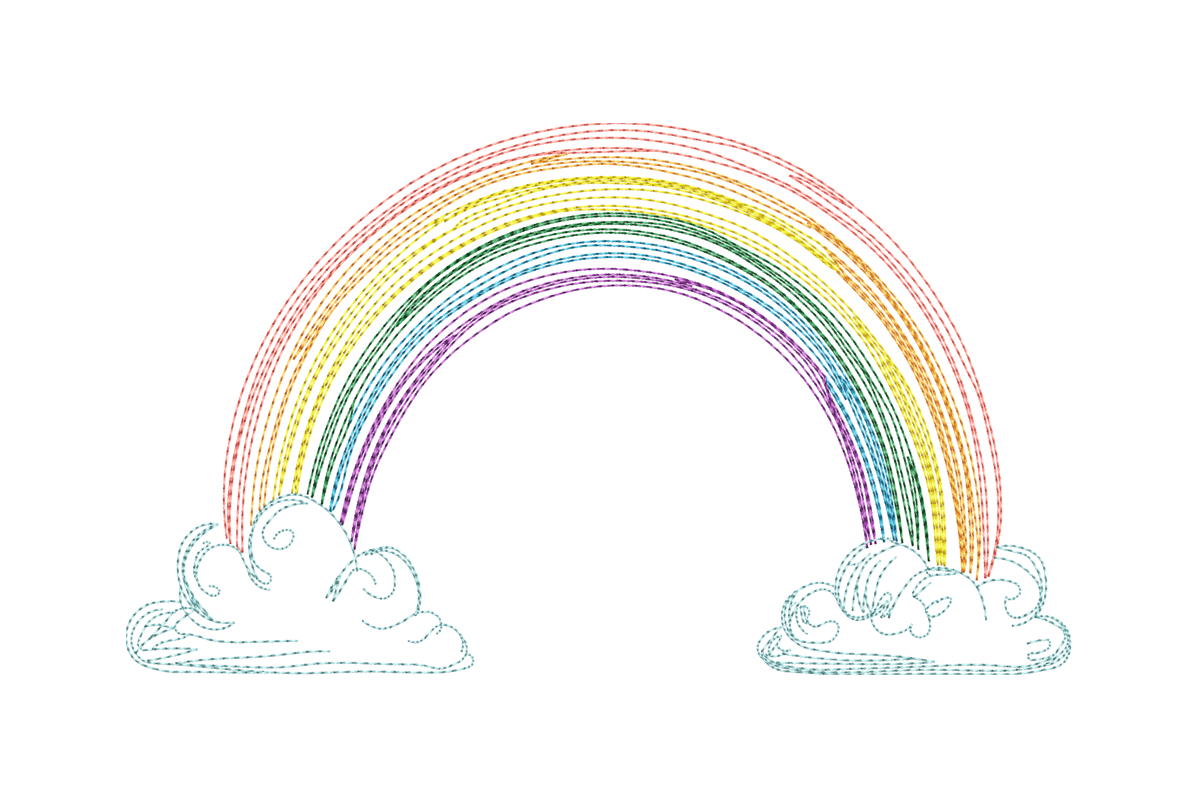 Boho Rainbow with Clouds – Sketch Machine Embroidery Design