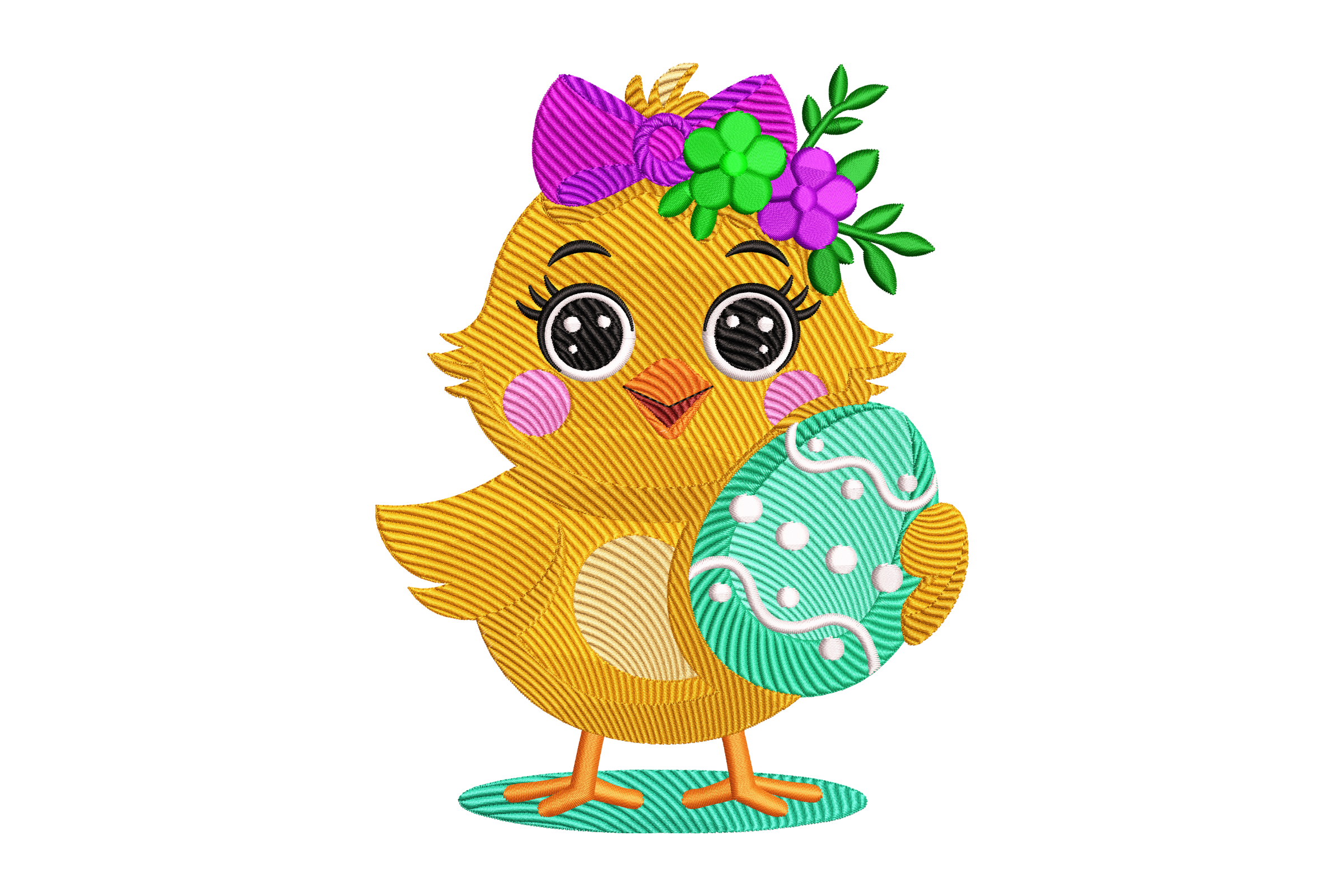 Easter Chick with Egg Embroidery Design | Embroidize