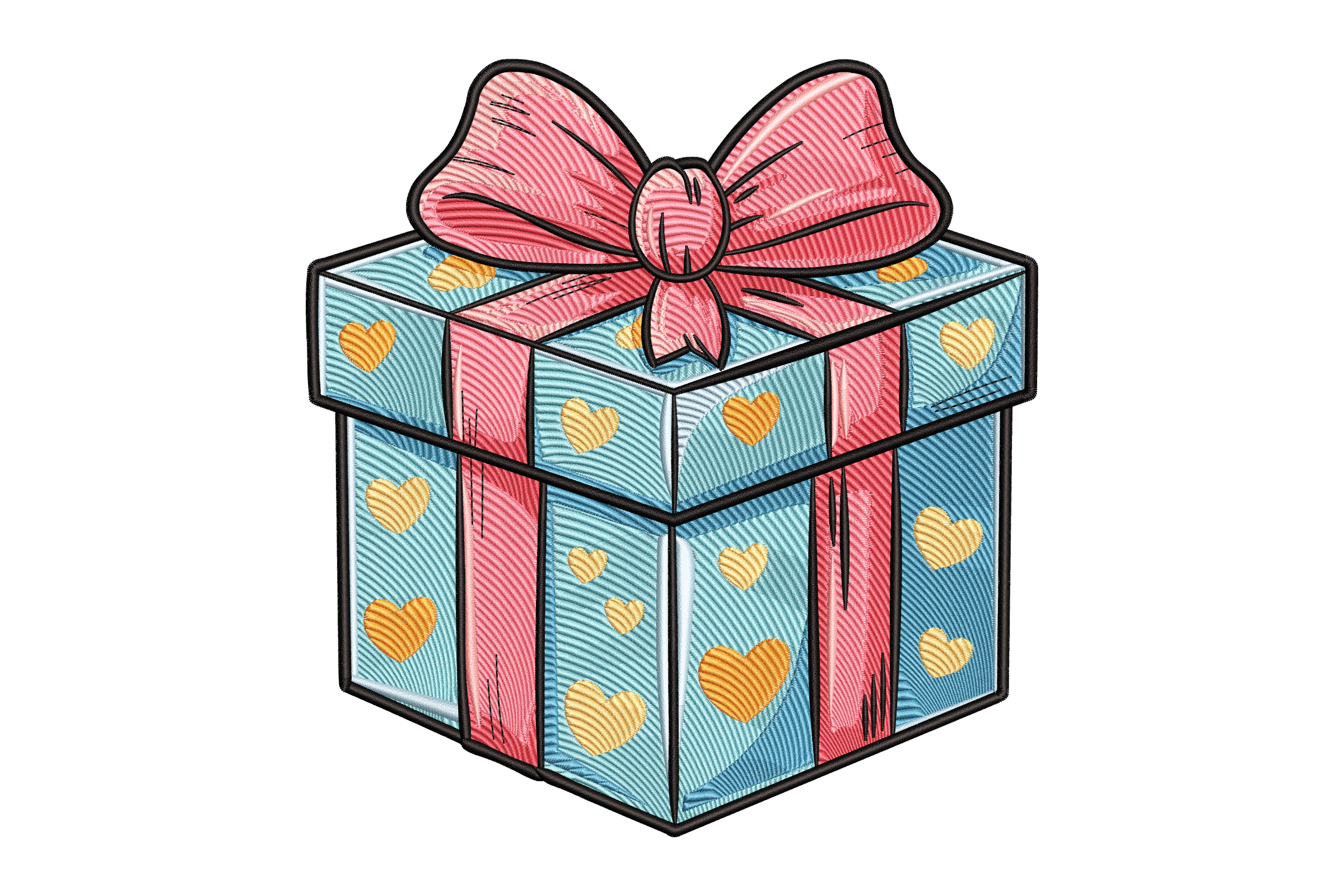 Heart Patterned Gift Box – Festive Machine Embroidery Design