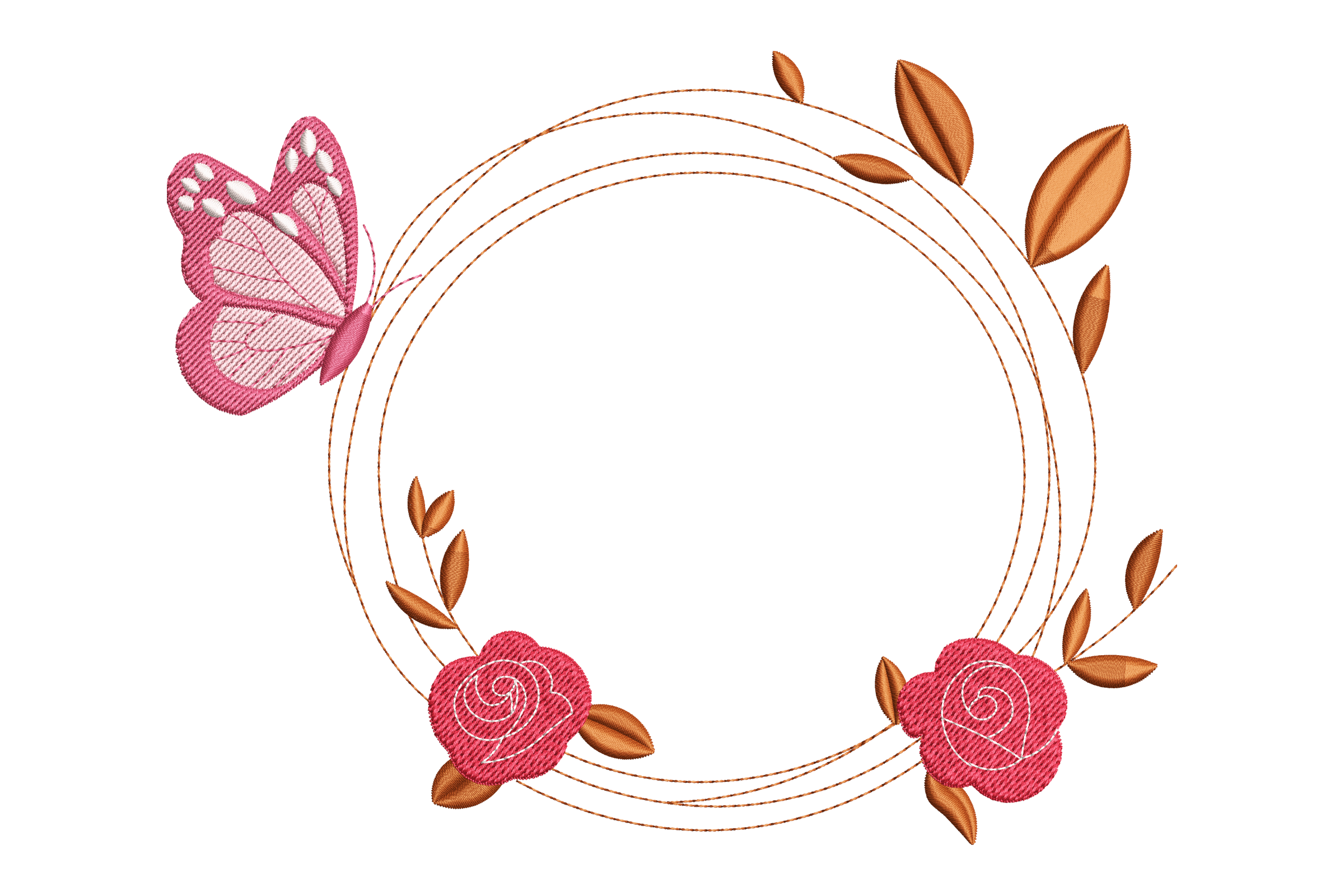 Floral Butterfly Wreath Embroidery Design | Embroidize