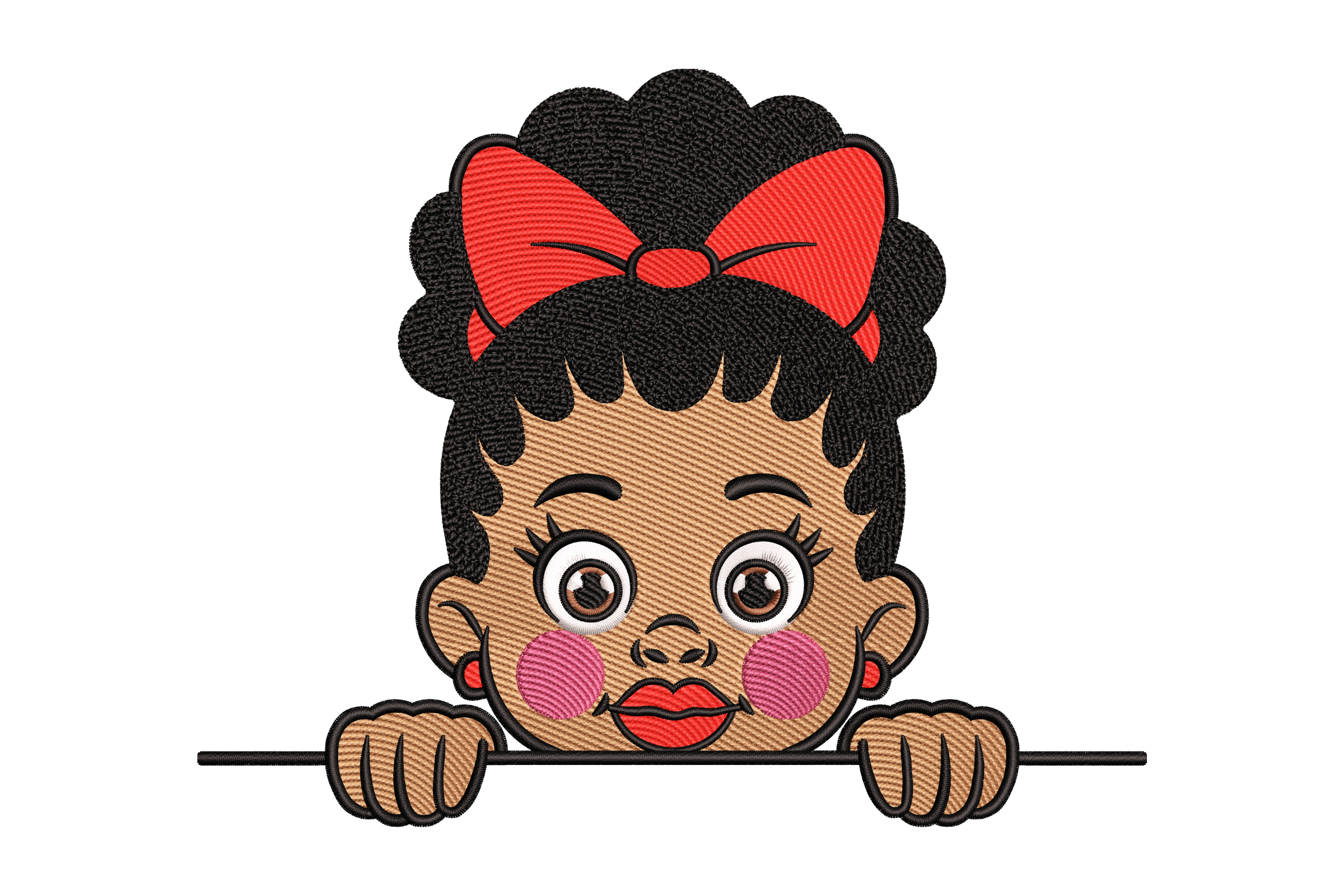 Cute Peeking Girl – Kids Embroidery Design
