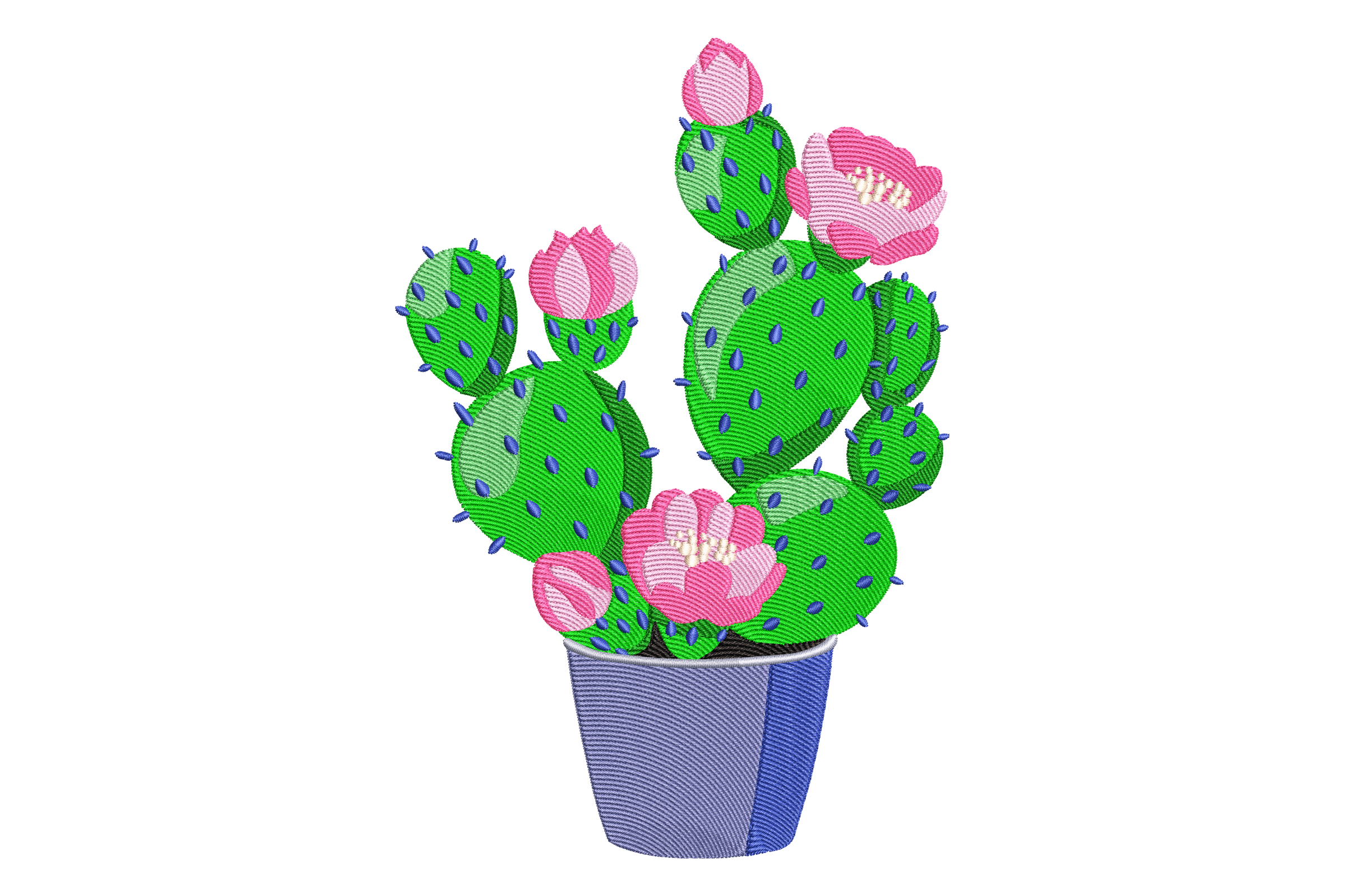 Blooming Prickly Pear Cactus – Floral Embroidery Design