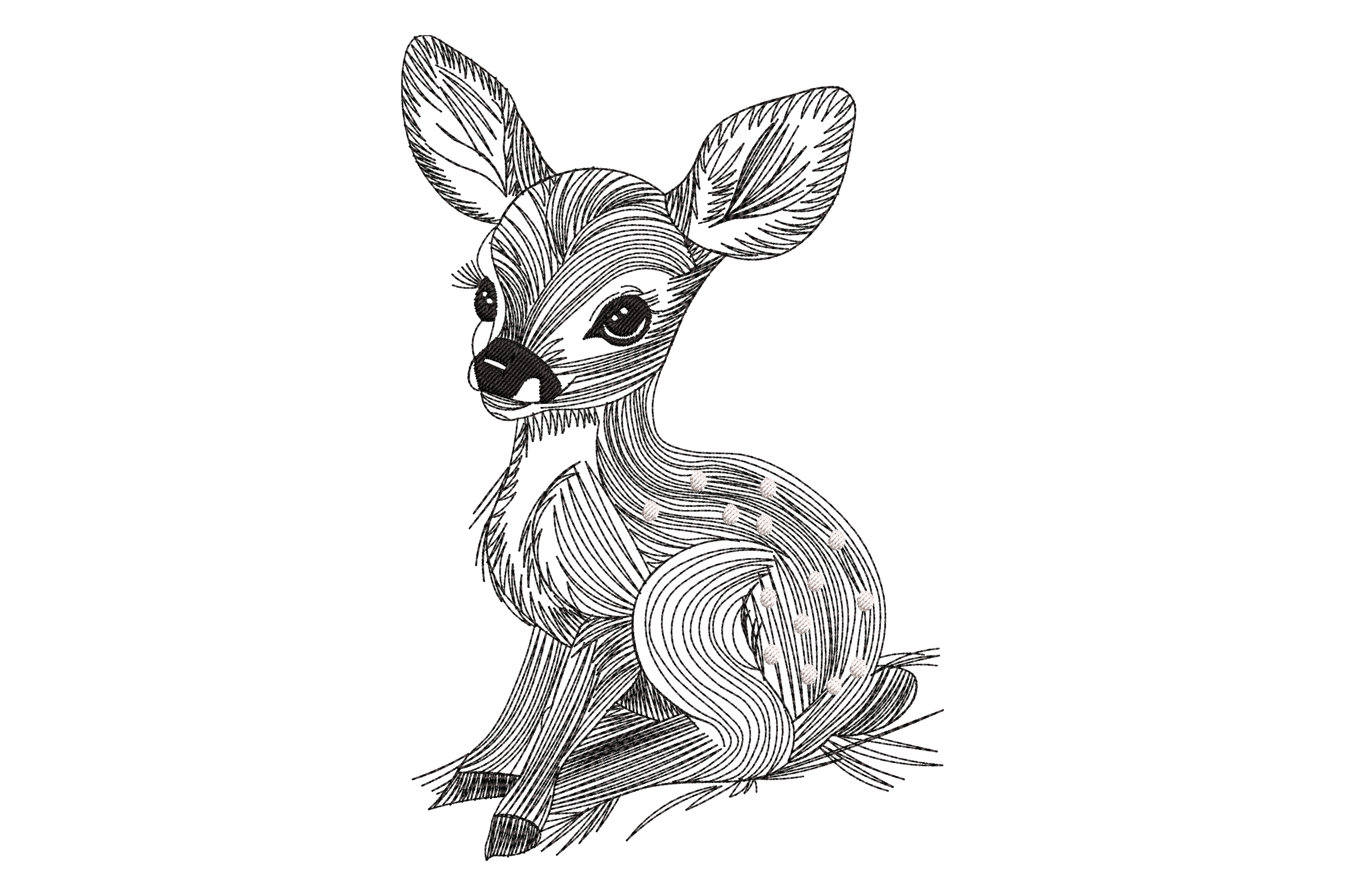 Cute Baby Deer Sketch – Machine Embroidery Design
