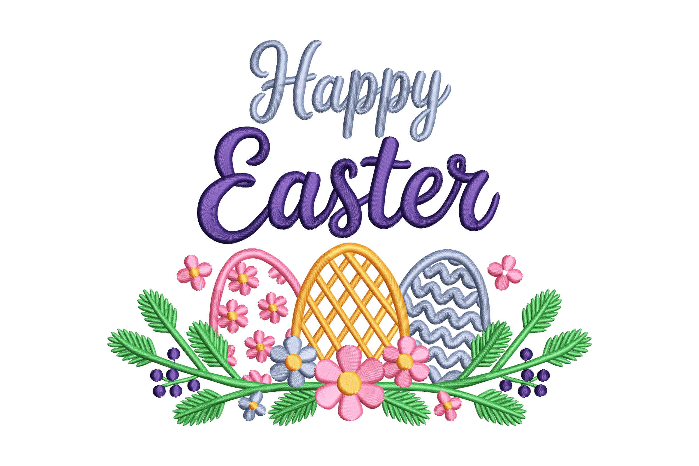 Floral Happy Easter Eggs – Machine Embroidery Design | Embroidize