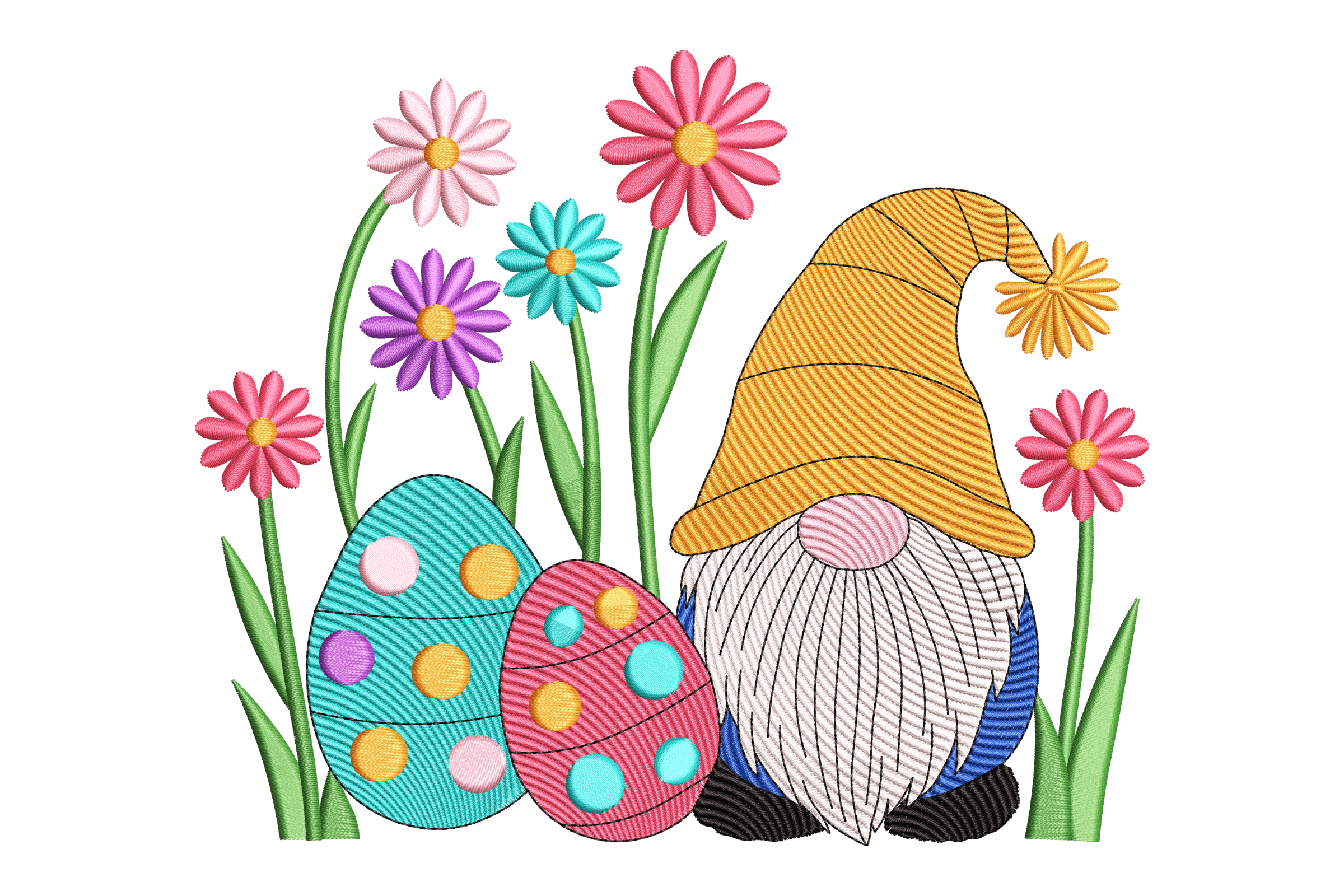 Easter Gnome with Floral Eggs – Machine Embroidery Design | Embroidize