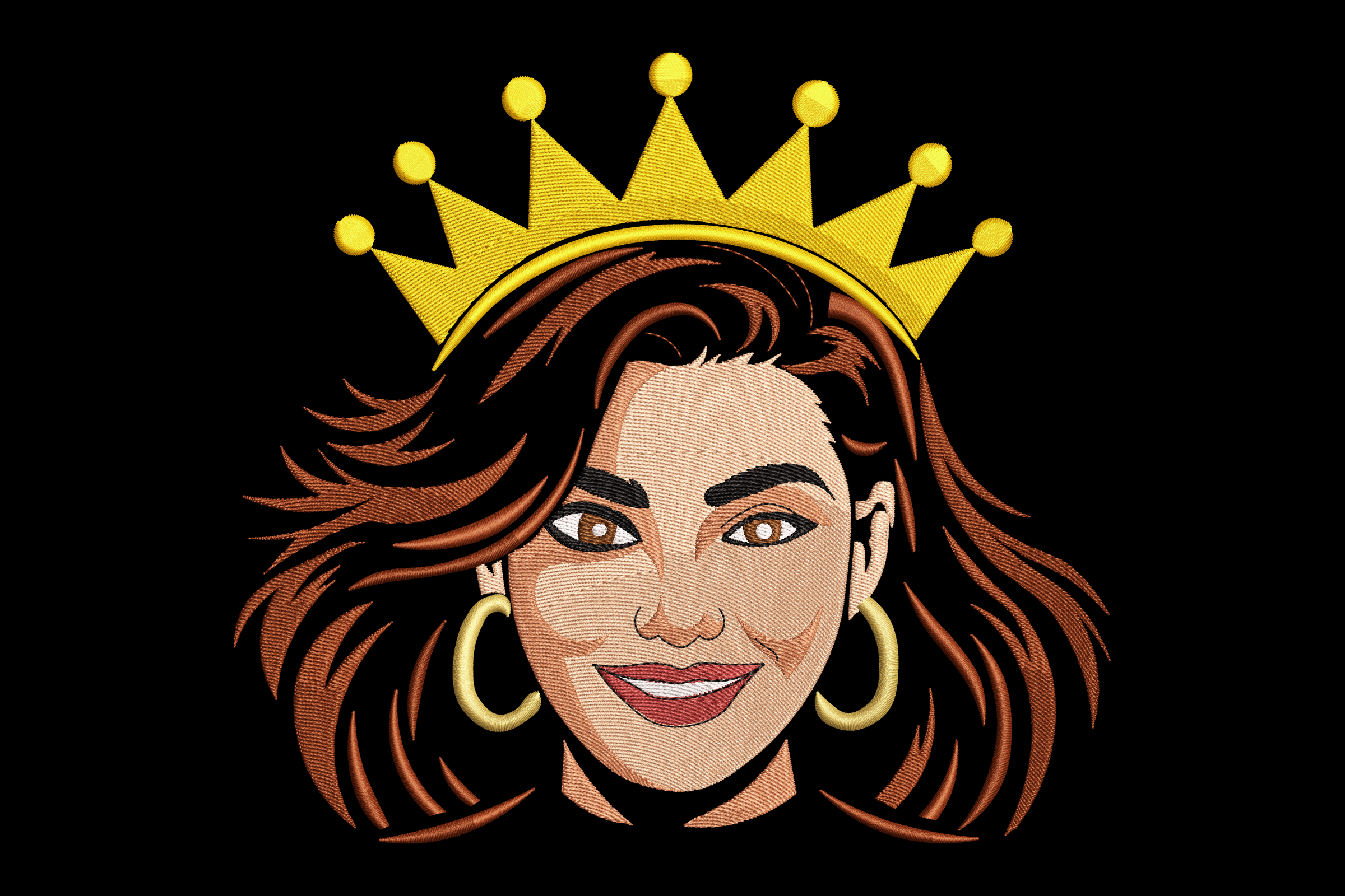 Queen Crown Portrait – Royal Girl Machine Embroidery Design
