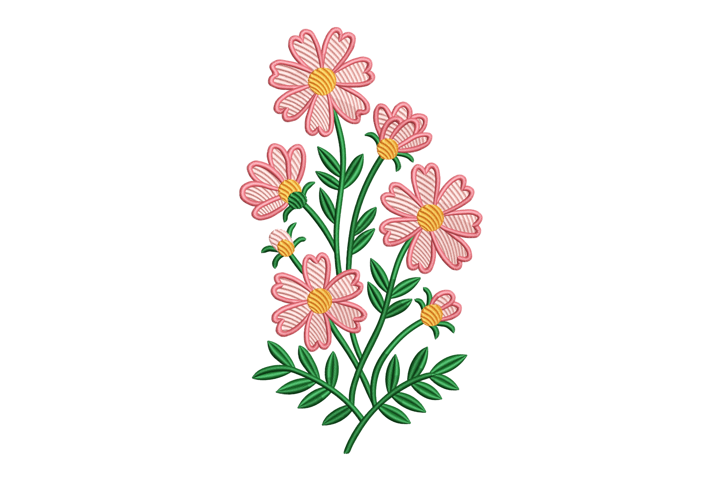 Pink Wildflower Bouquet – Machine Embroidery Design | Embroidize