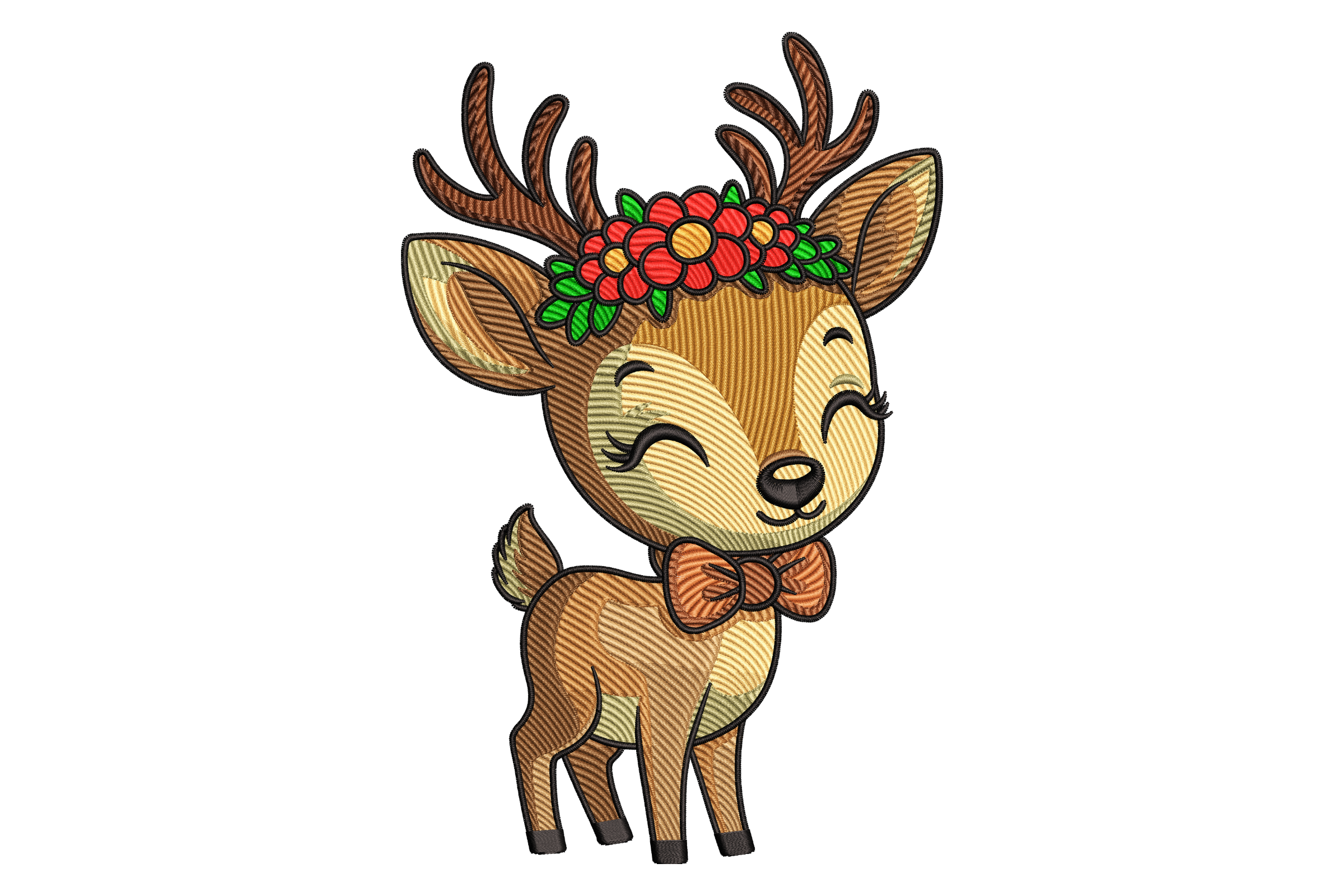 Adorable Baby Deer Floral Crown – Cute Fawn Embroidery Design